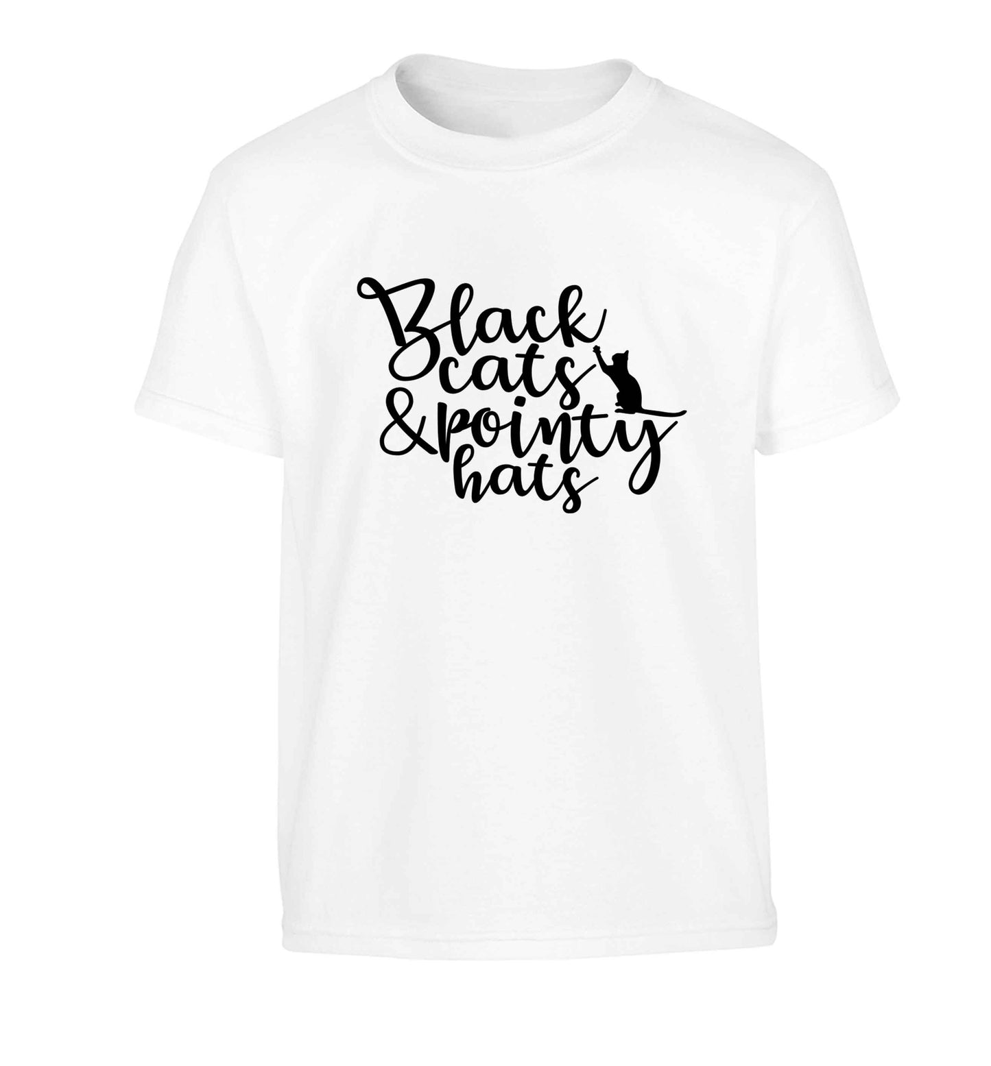 Black cats and pointy hats Children's white Tshirt 12-13 Years