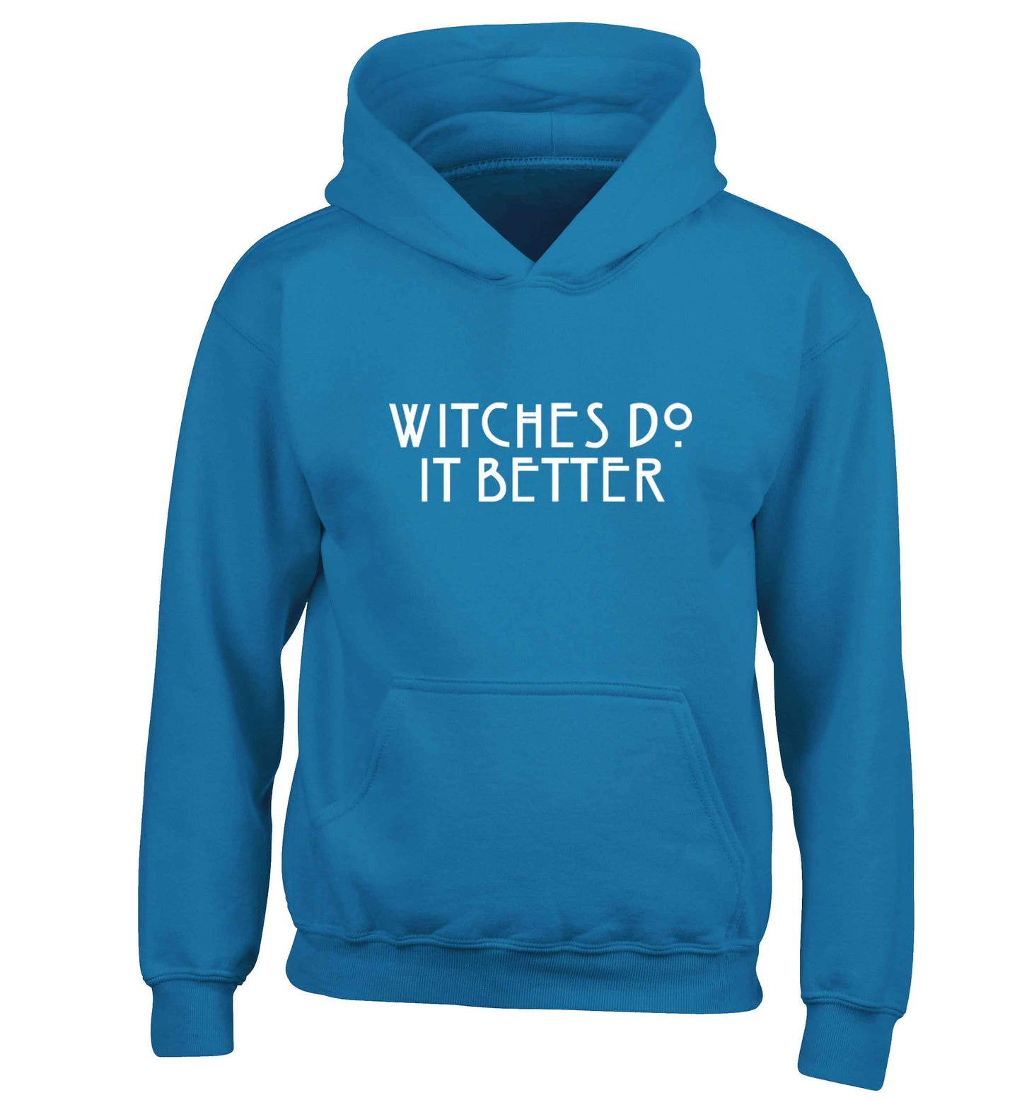 Witches do it better children's blue hoodie 12-13 Years