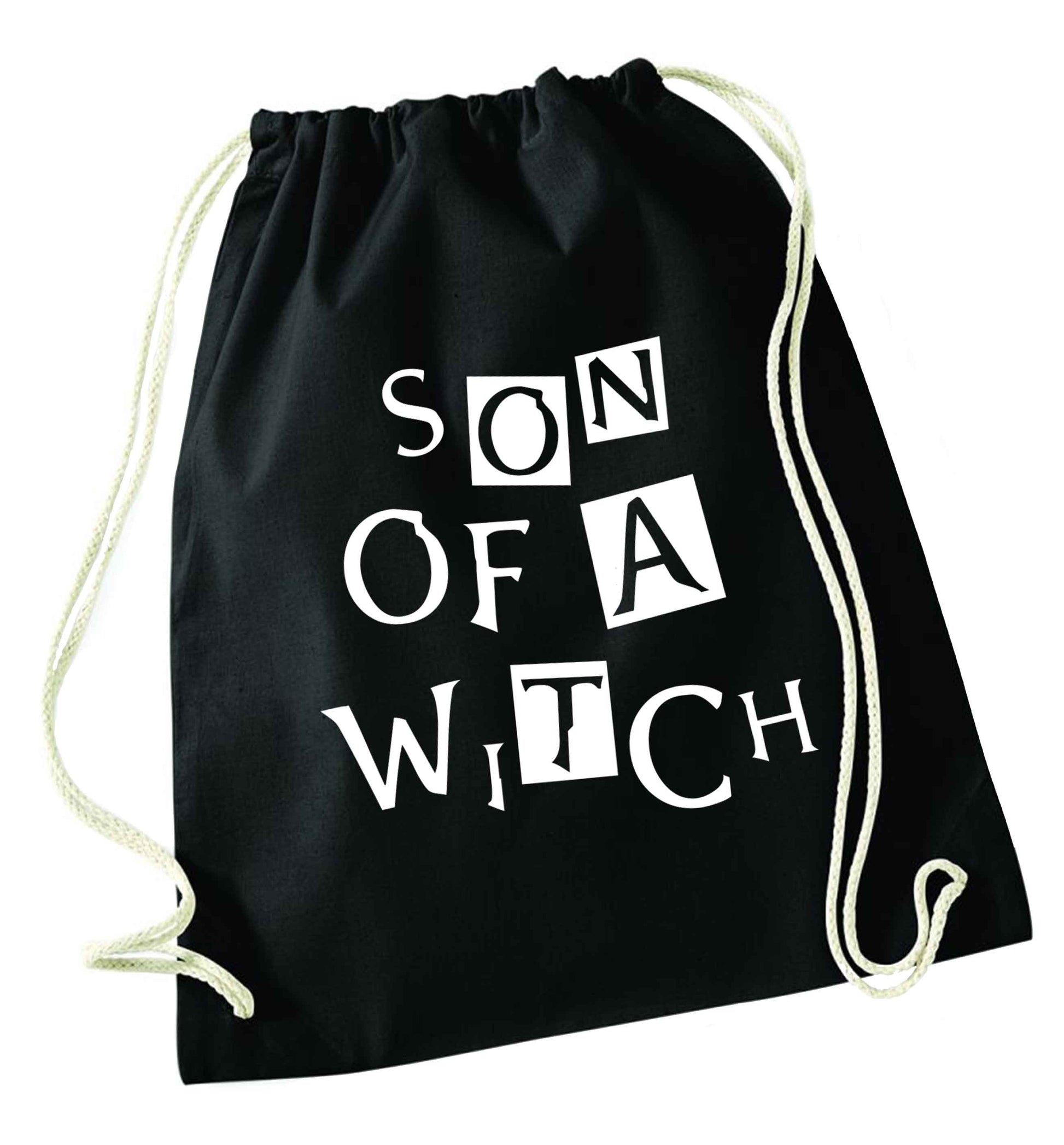 Son of a witch black drawstring bag