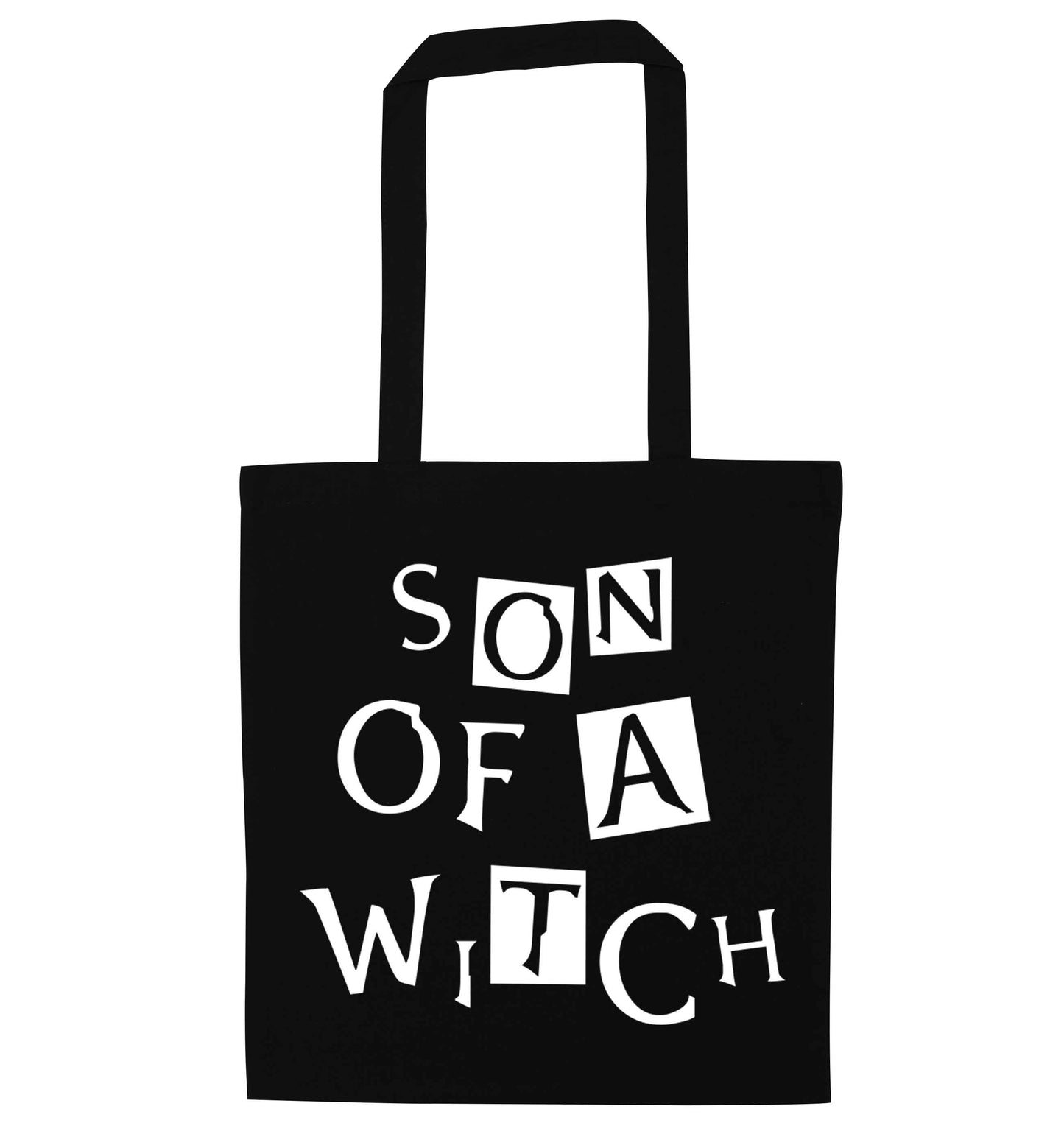 Son of a witch black tote bag
