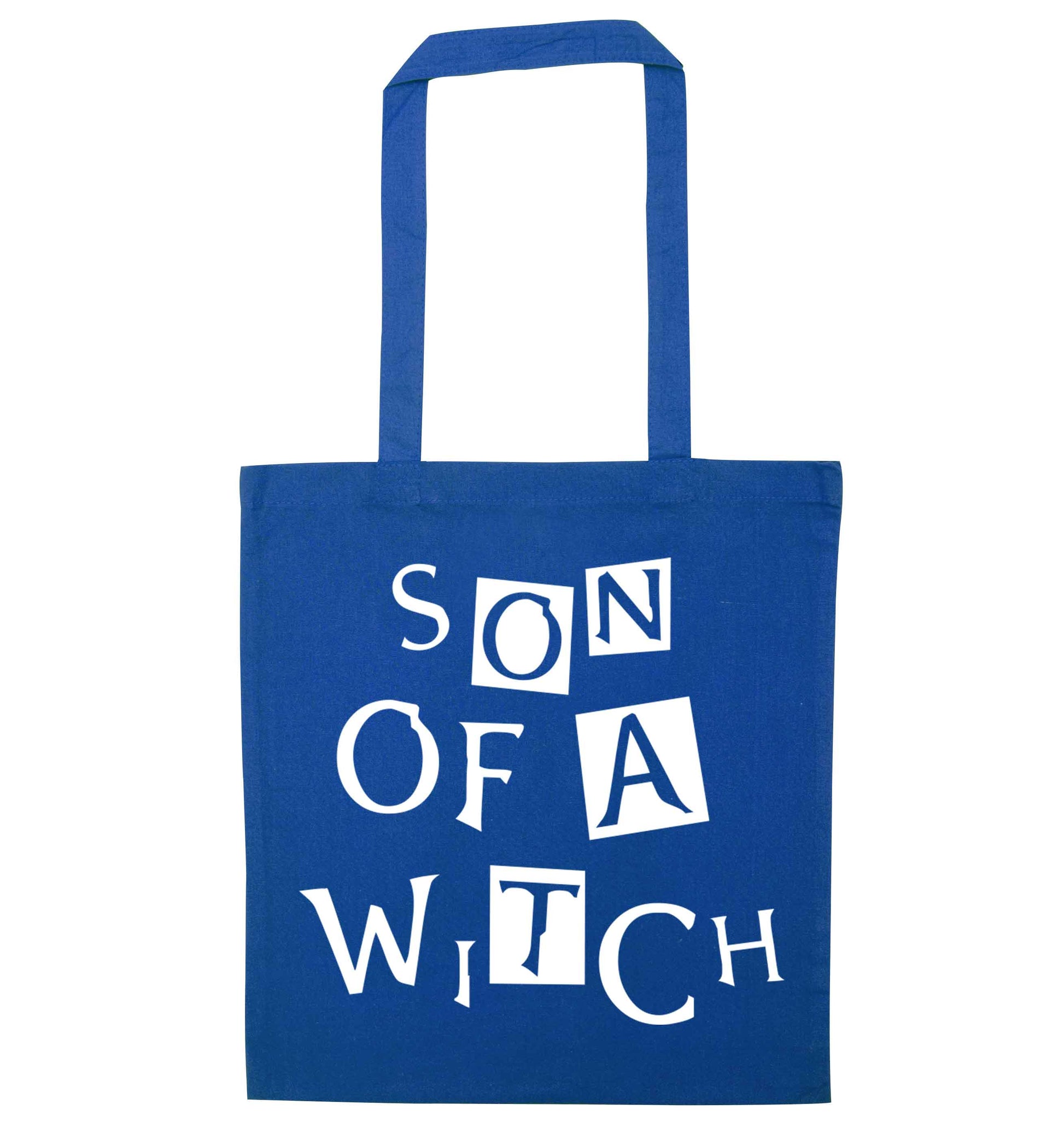 Son of a witch blue tote bag