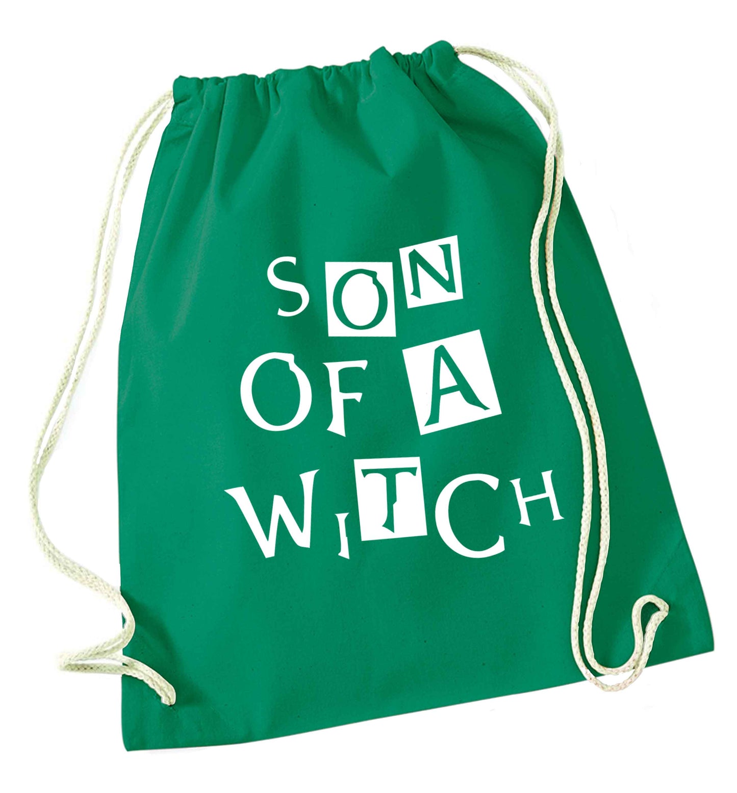 Son of a witch green drawstring bag