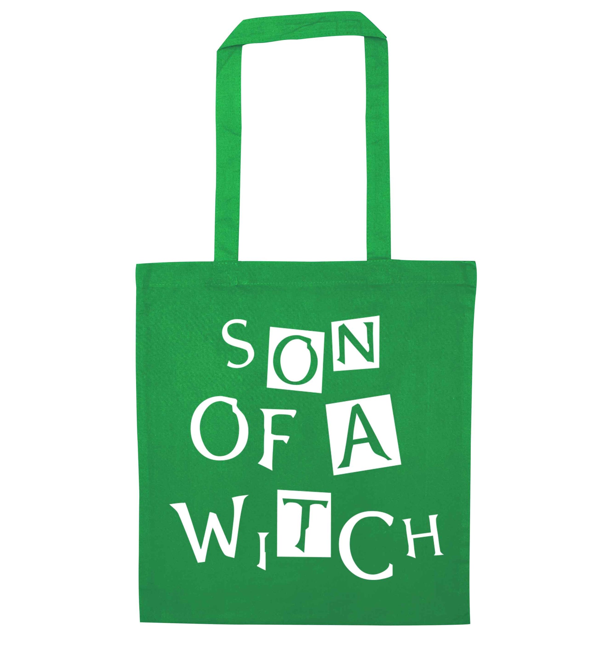 Son of a witch green tote bag