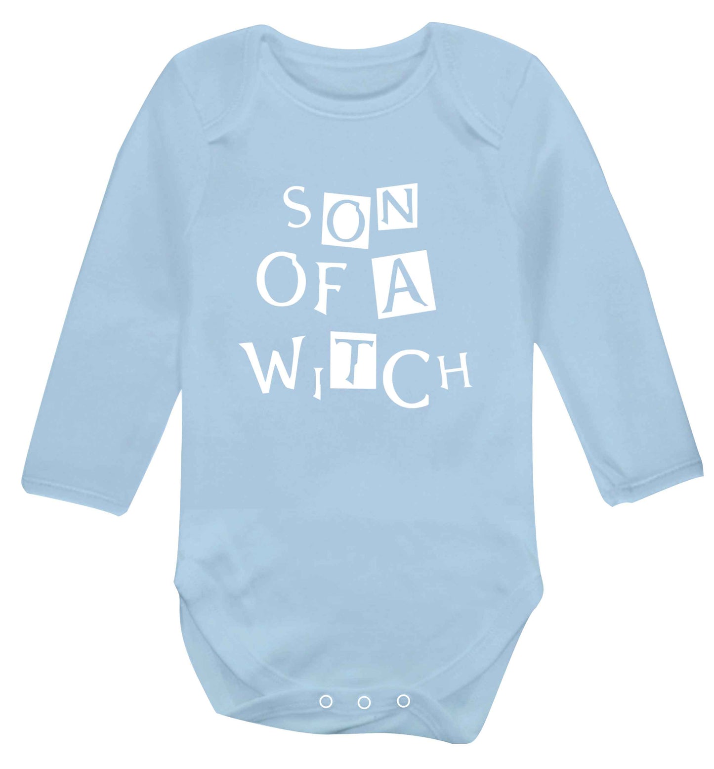Son of a witch baby vest long sleeved pale blue 6-12 months
