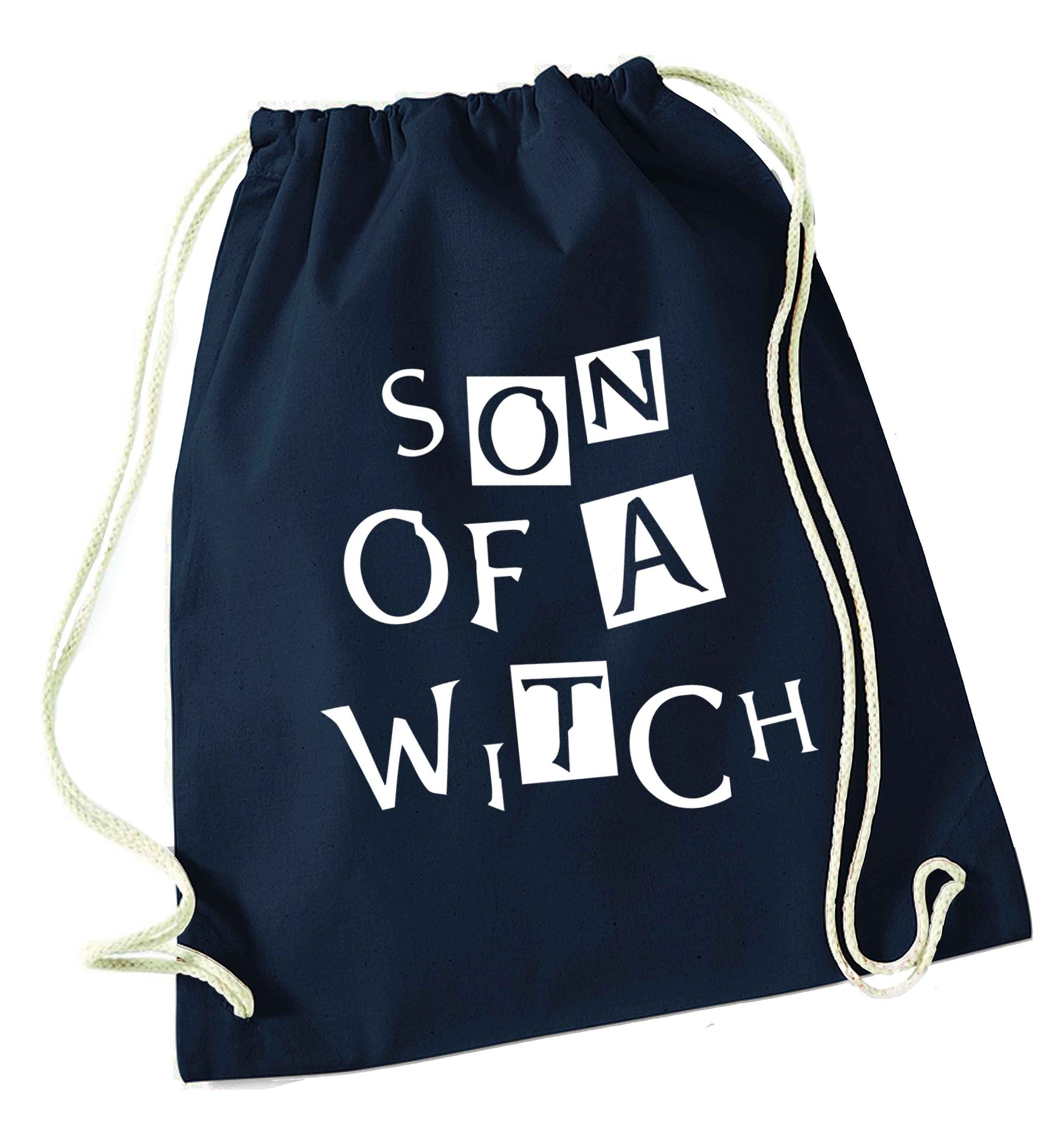 Son of a witch navy drawstring bag