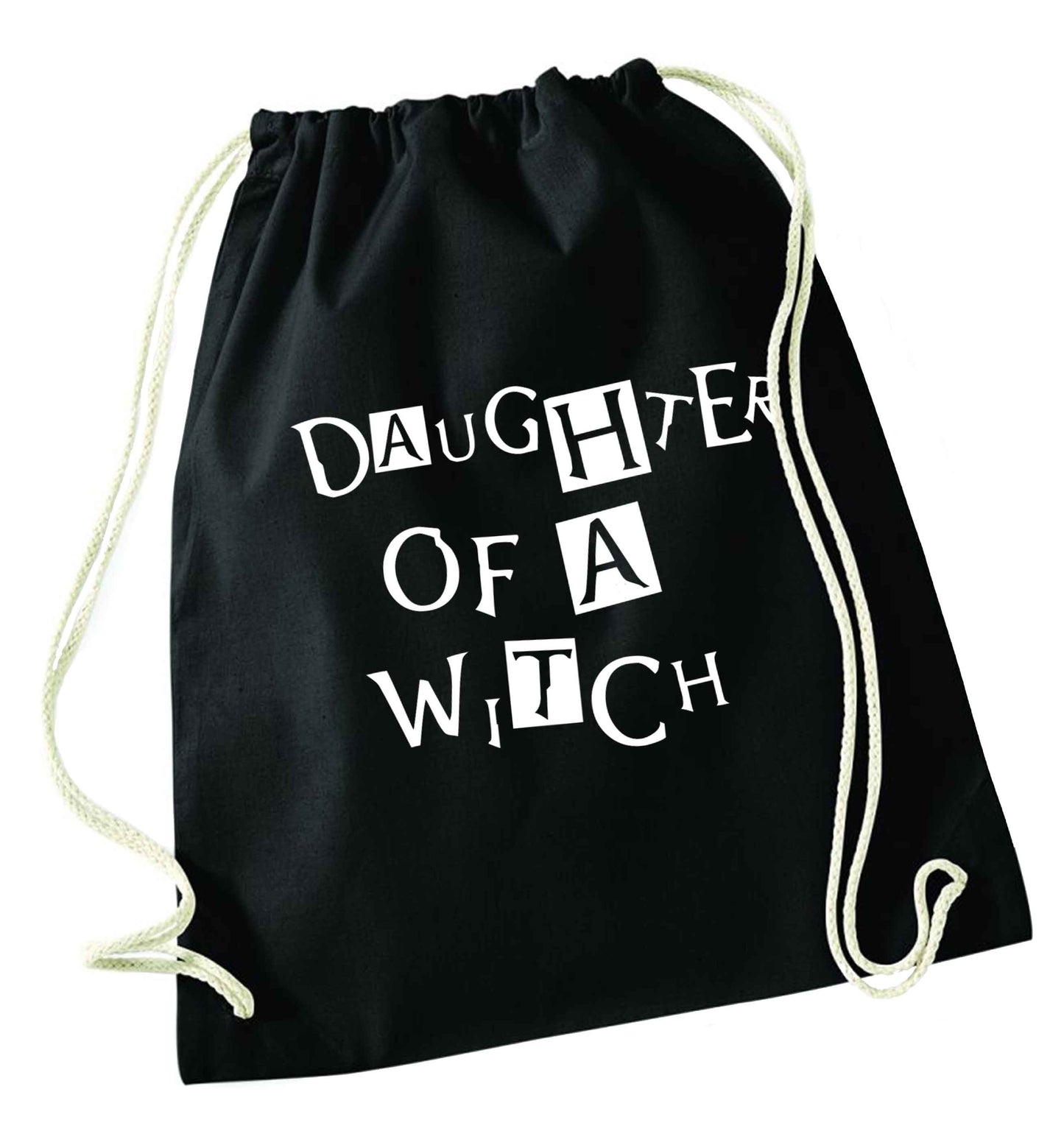 Daughter of a witch black drawstring bag