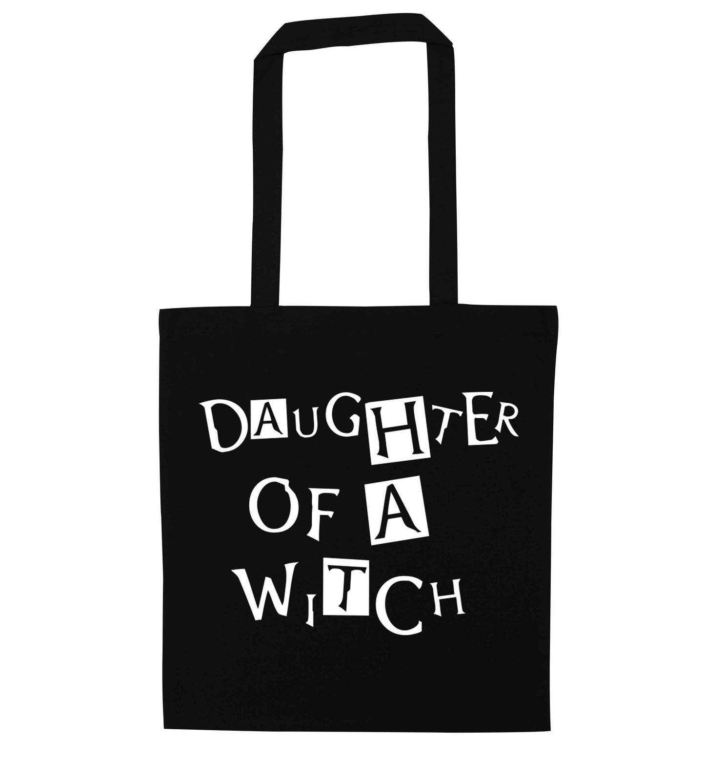 Daughter of a witch black tote bag