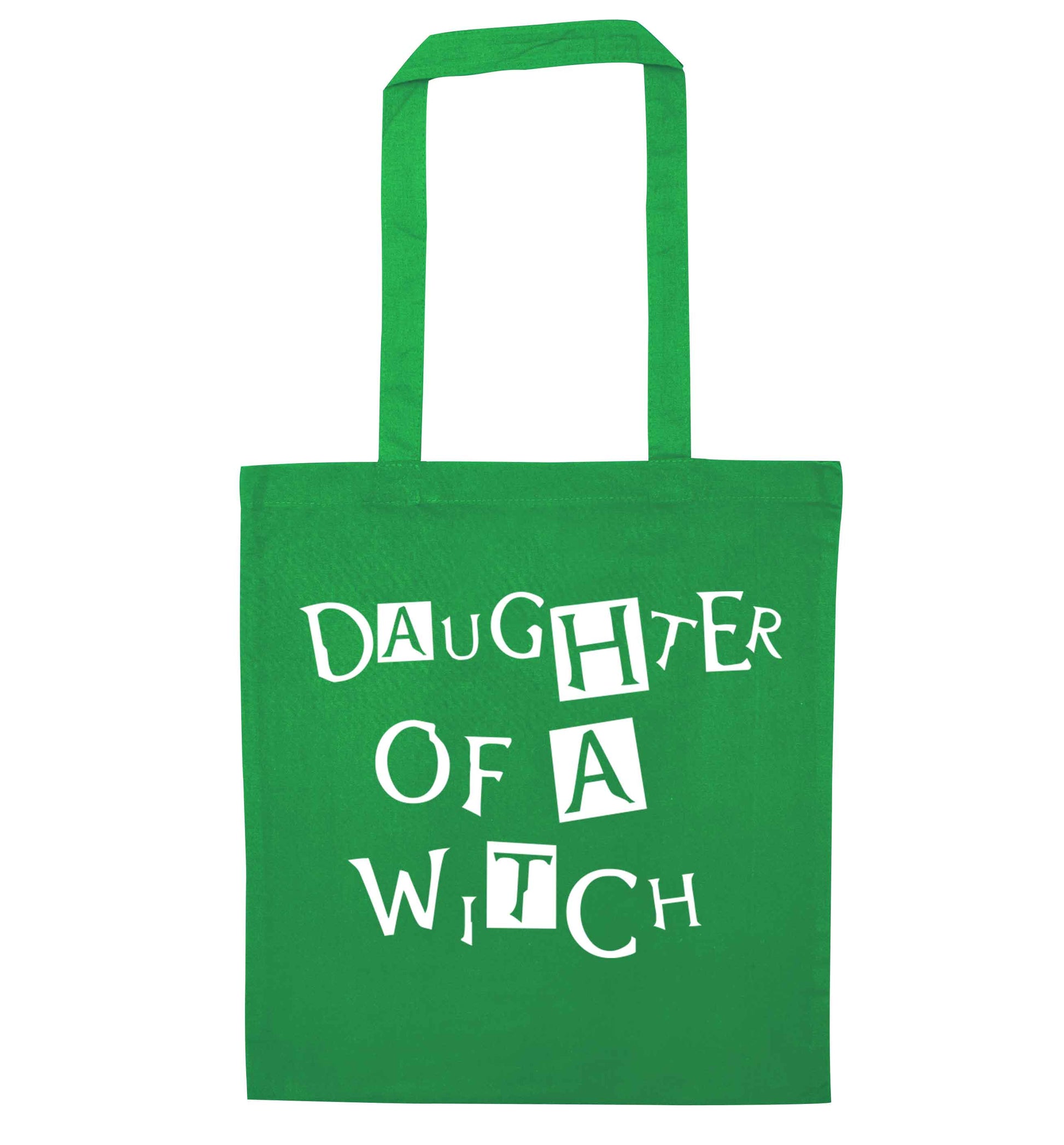 Daughter of a witch green tote bag