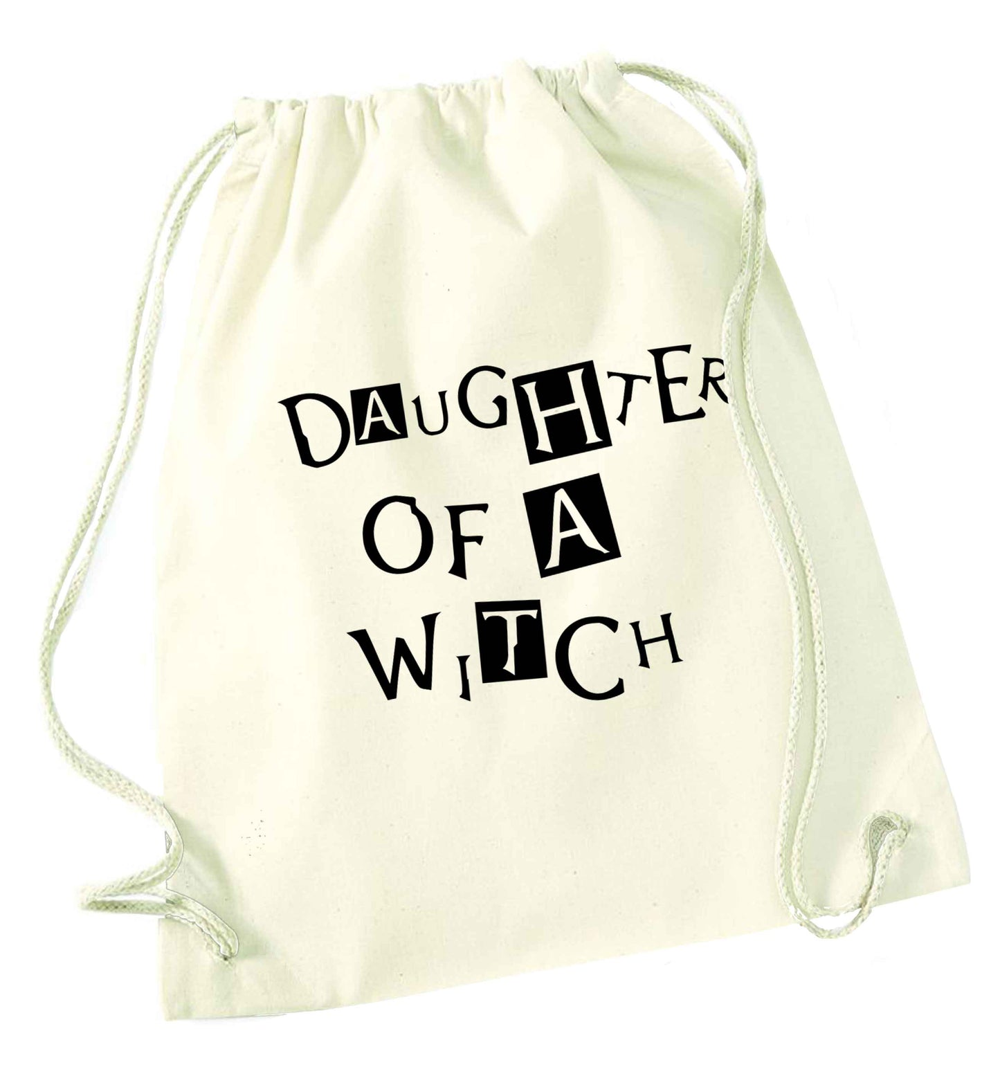 Daughter of a witch natural drawstring bag