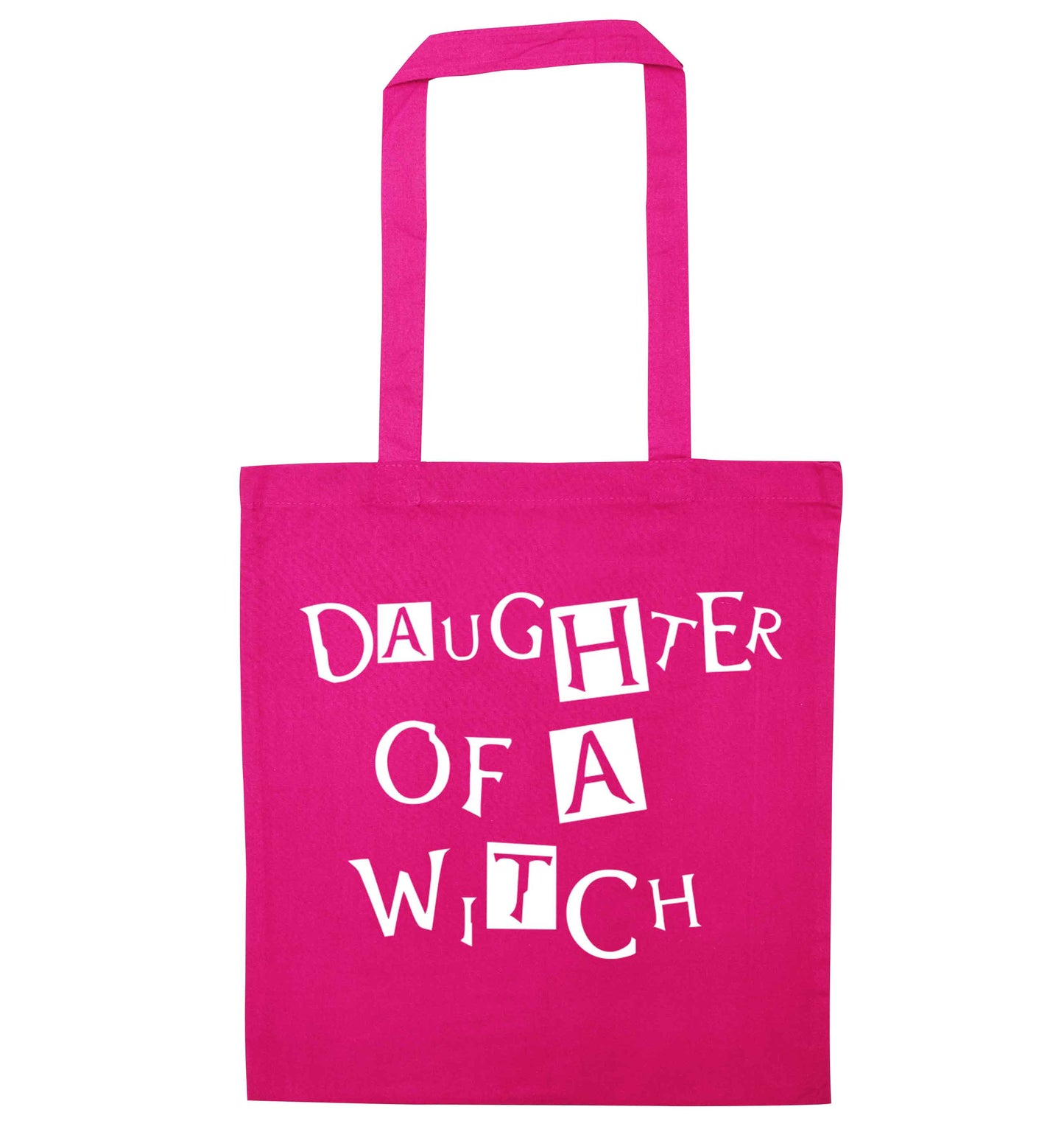 Daughter of a witch pink tote bag