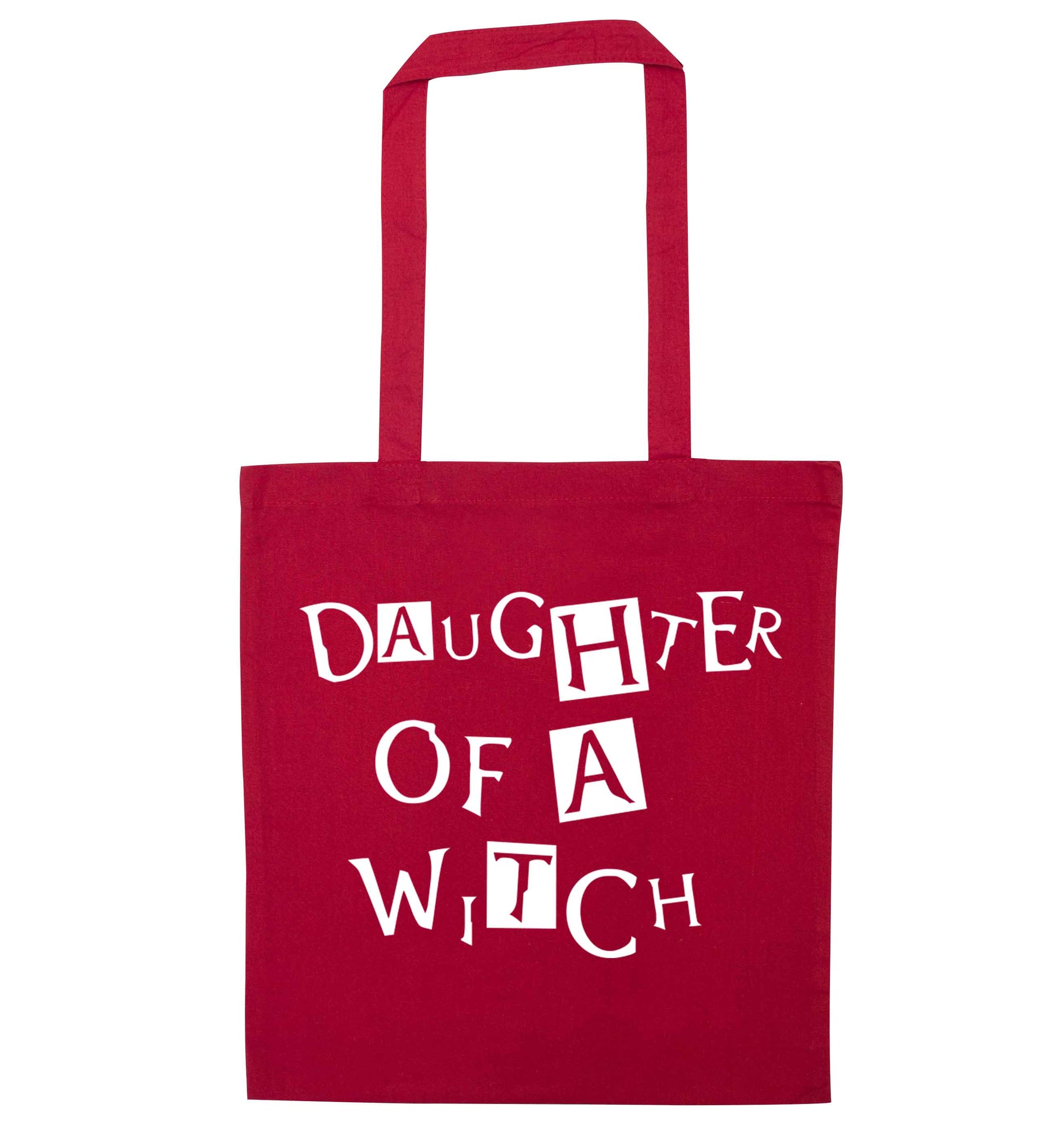 Daughter of a witch red tote bag