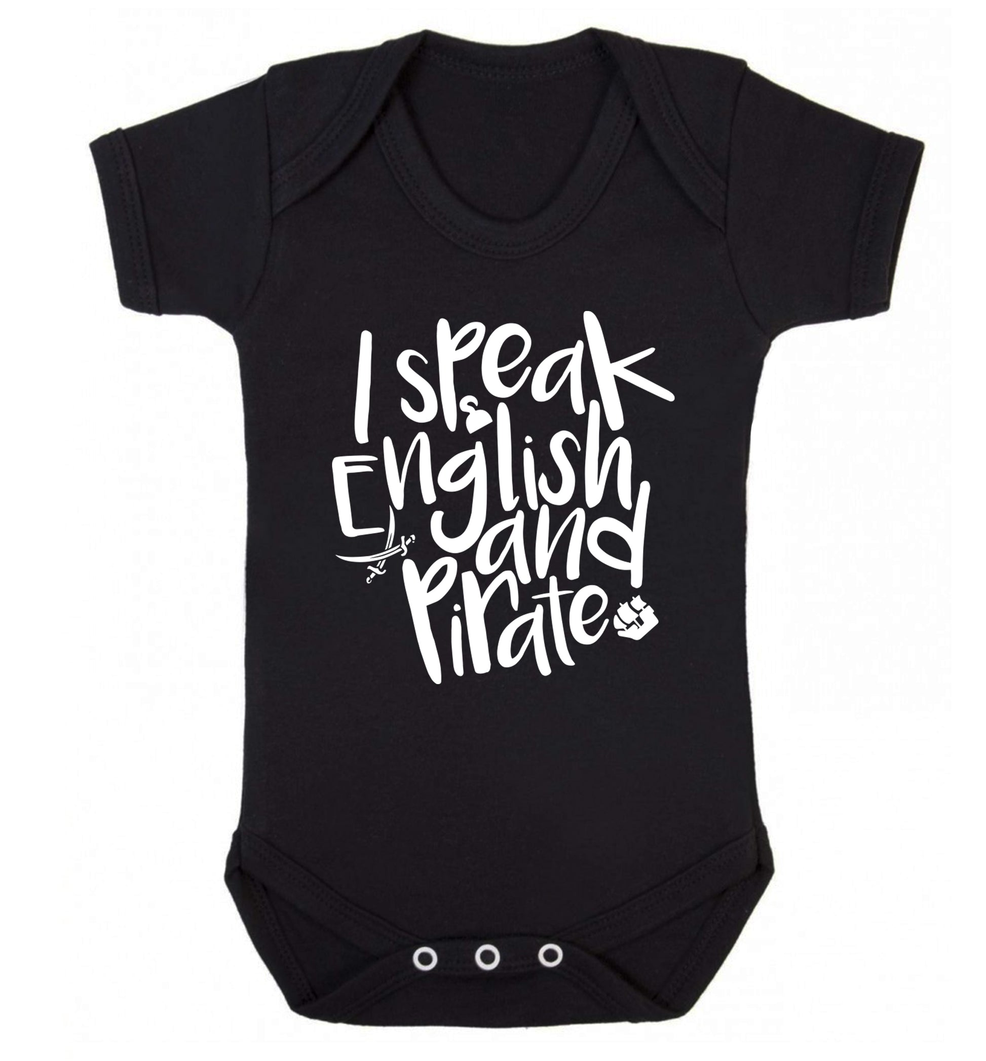 I speak English and pirate Baby Vest black 18-24 months
