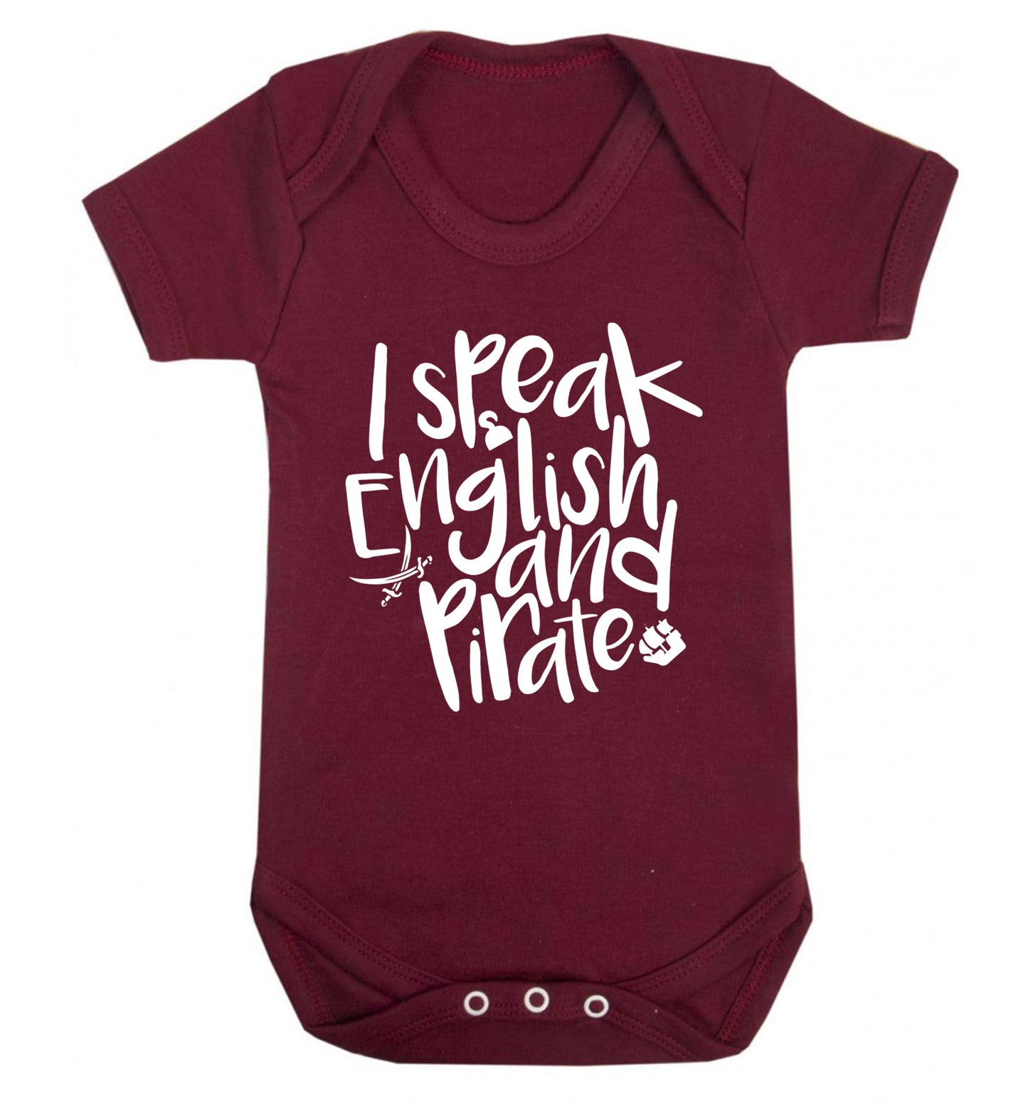 I speak English and pirate Baby Vest maroon 18-24 months