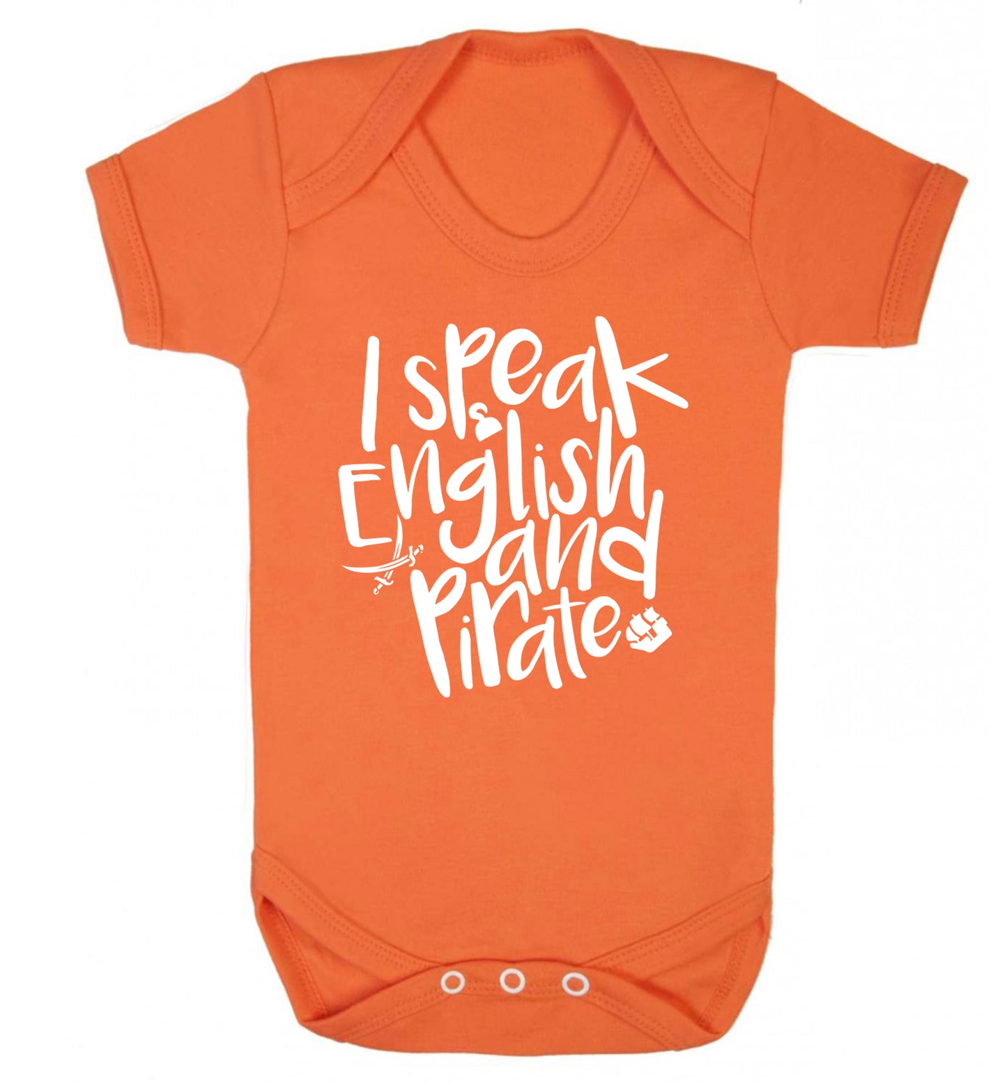I speak English and pirate Baby Vest orange 18-24 months