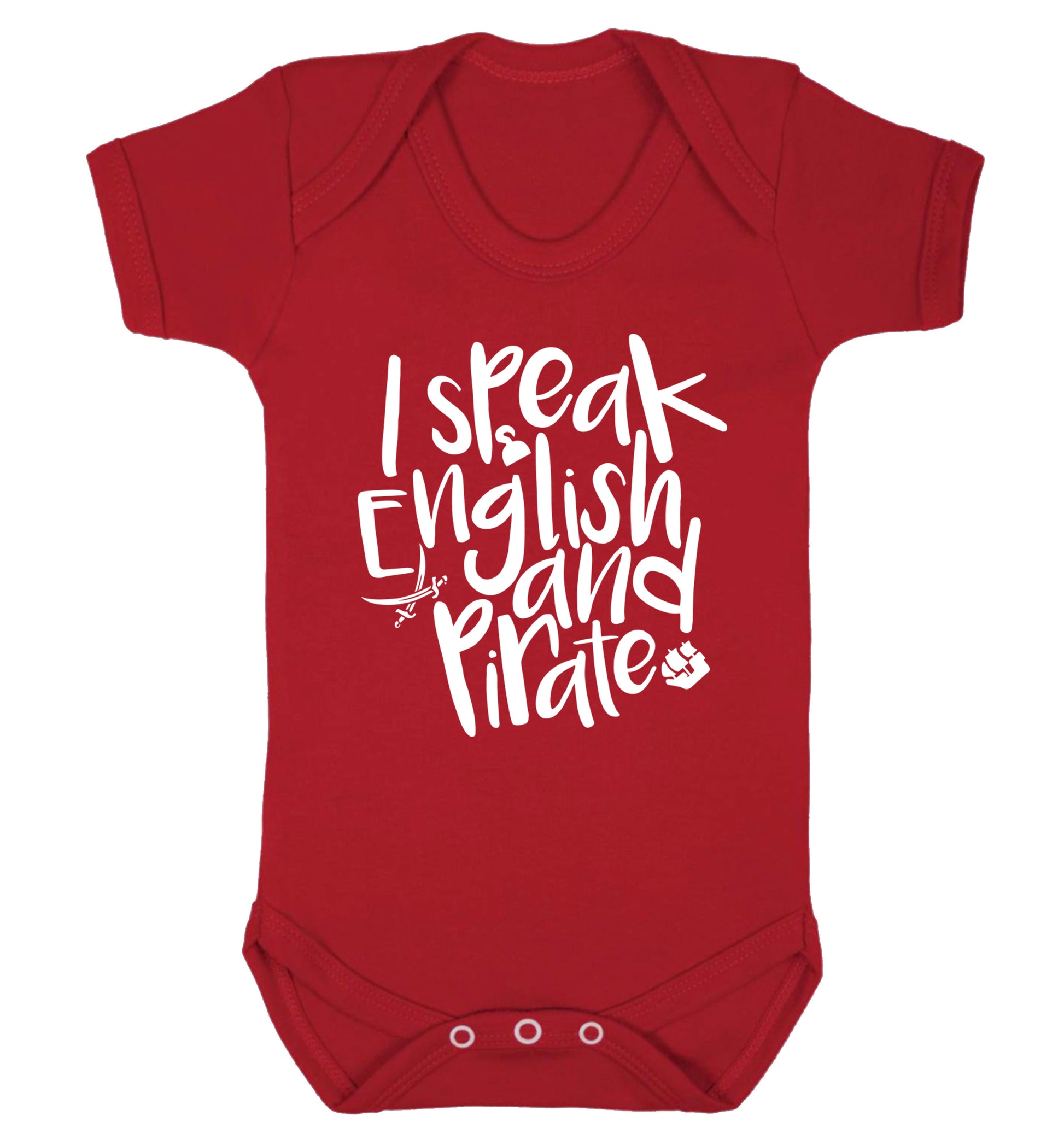 I speak English and pirate Baby Vest red 18-24 months