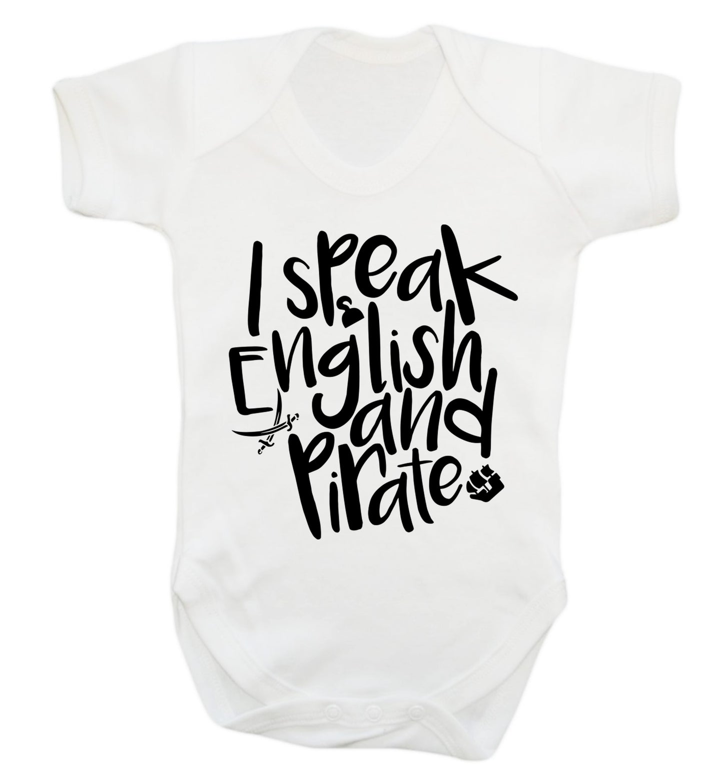I speak English and pirate Baby Vest white 18-24 months