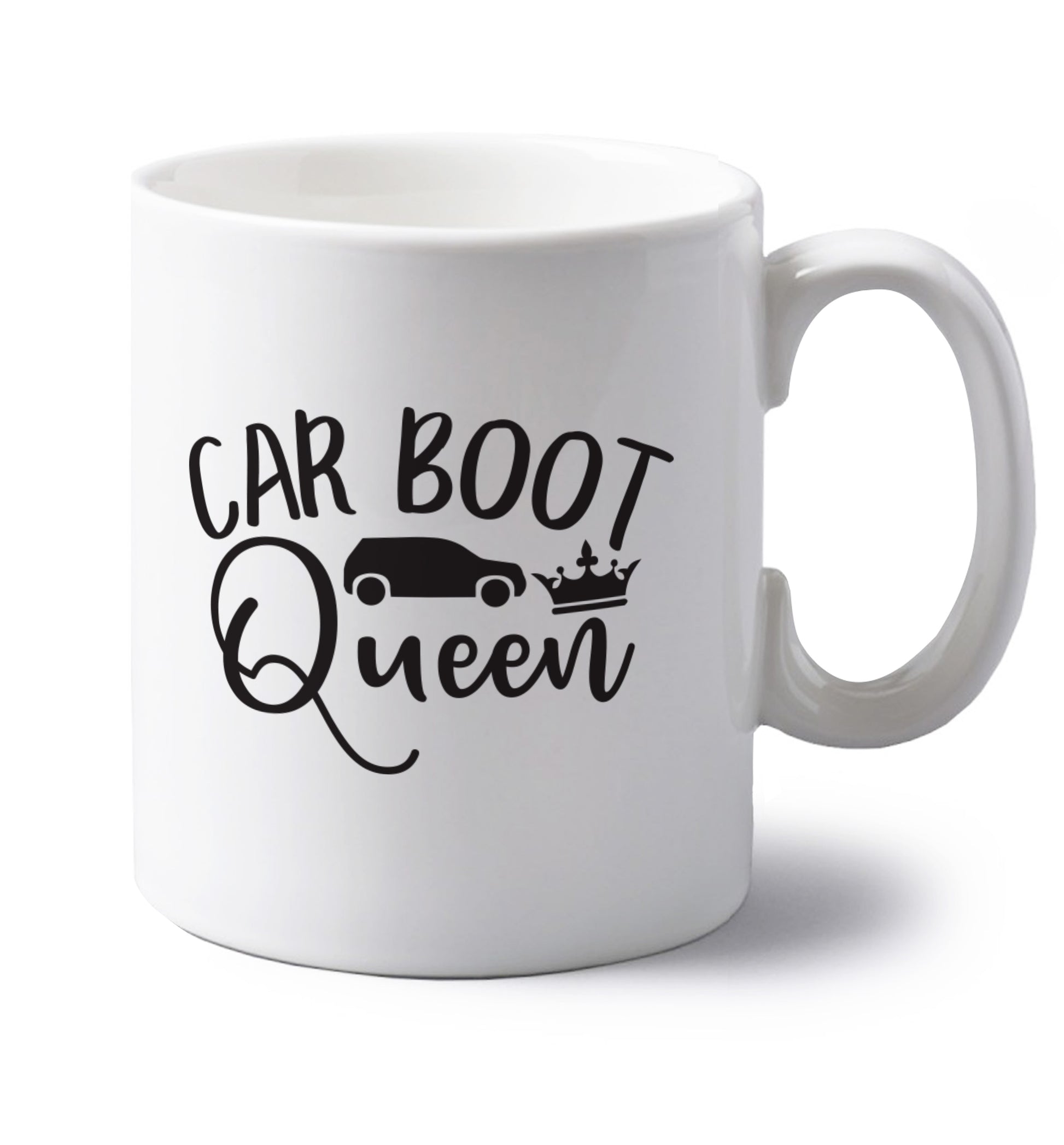 Carboot Queen left handed white ceramic mug 