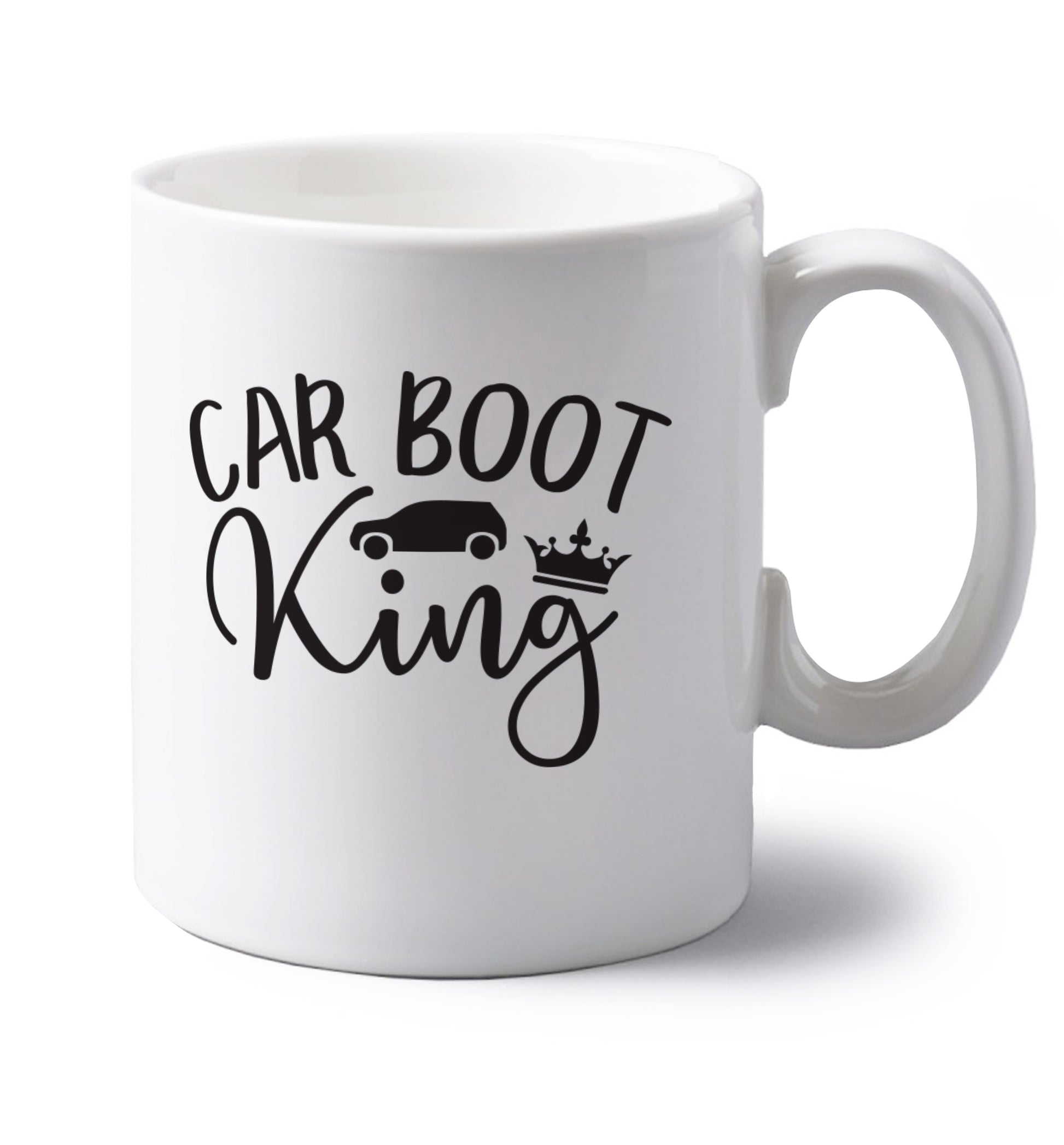 Carboot King left handed white ceramic mug 