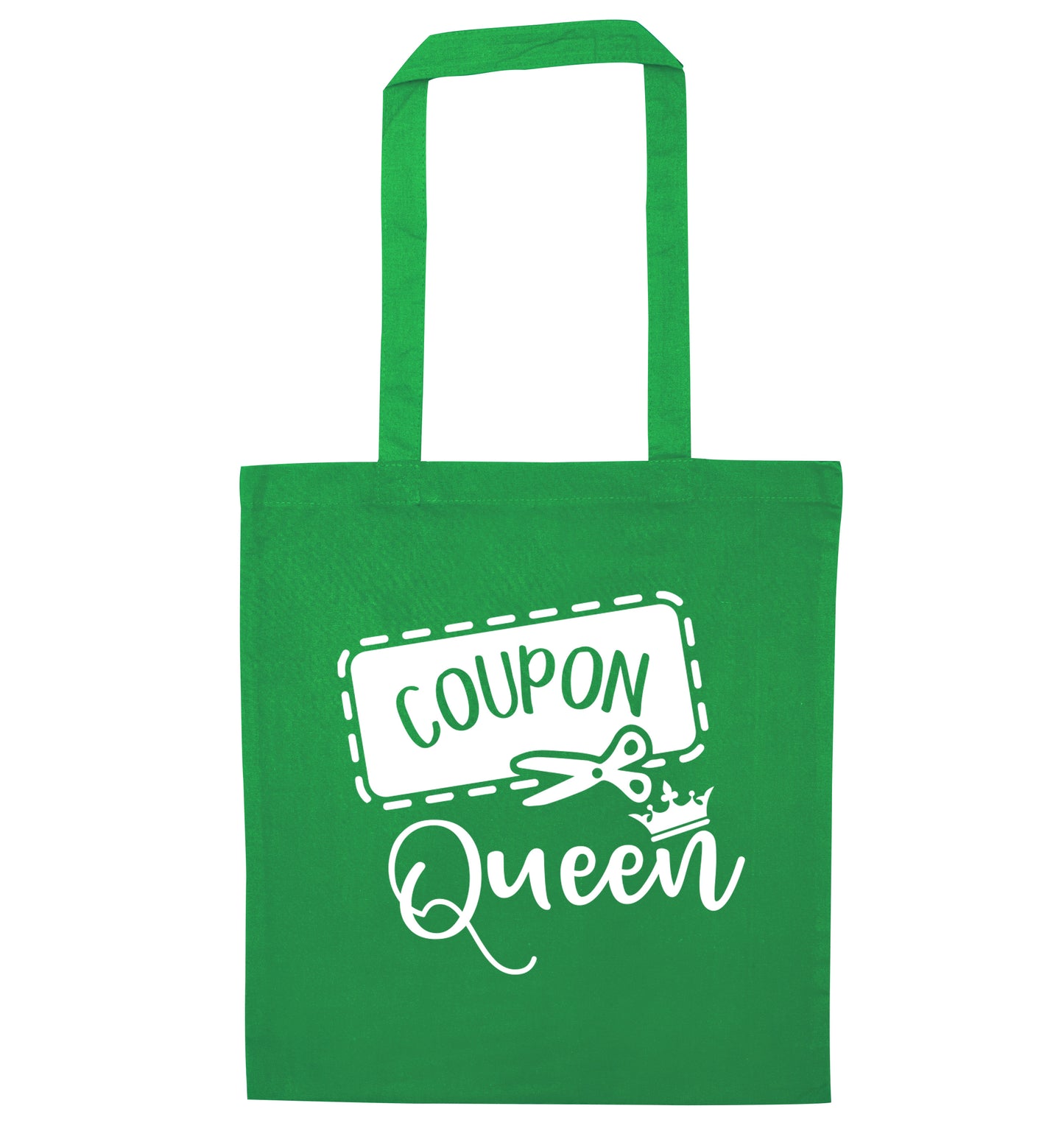 Coupon Queen green tote bag