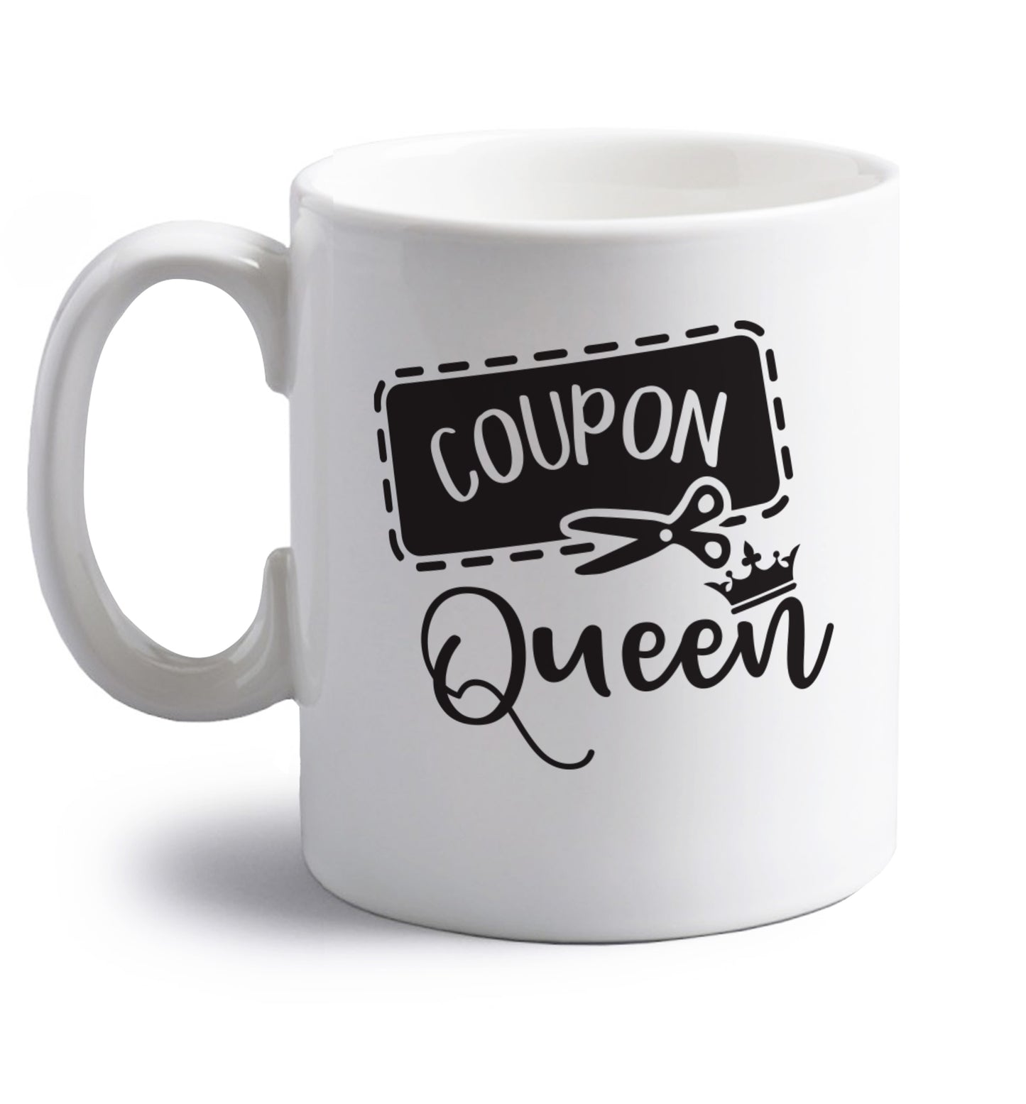 Coupon Queen right handed white ceramic mug 