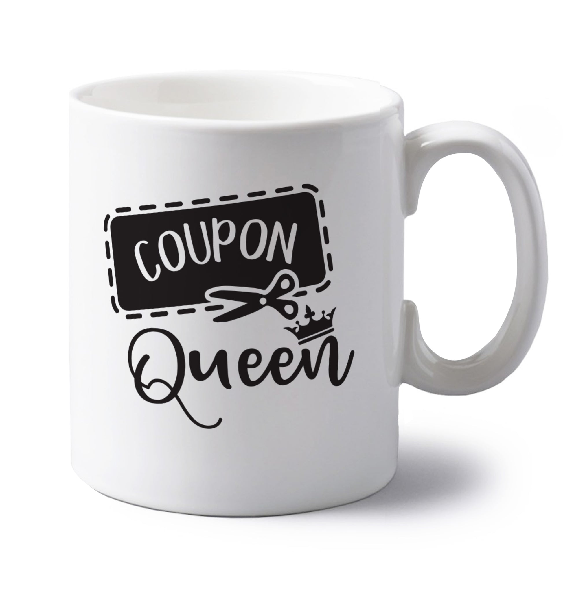 Coupon Queen left handed white ceramic mug 