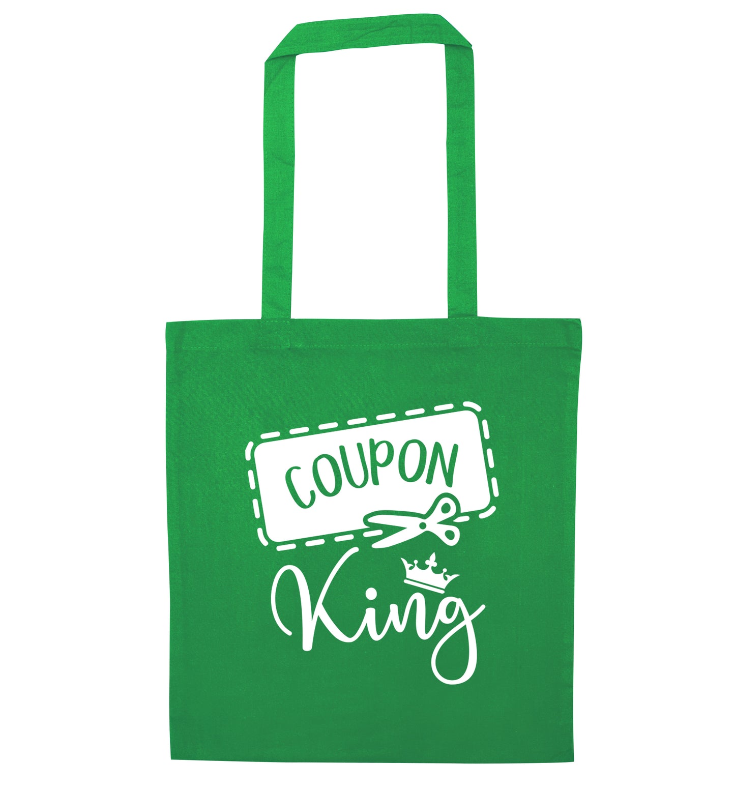 Coupon King green tote bag