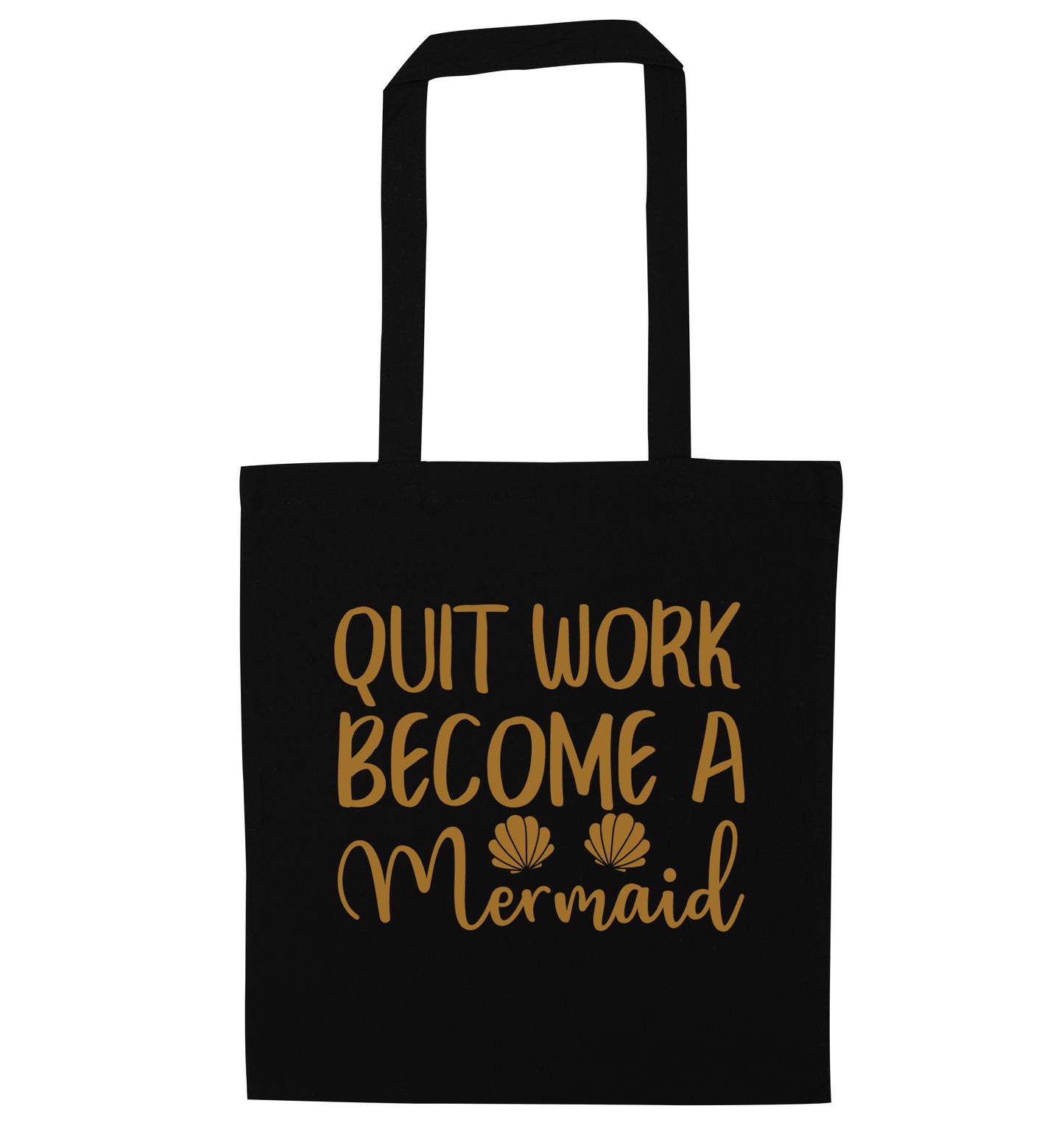 Quit work become a mermaid black tote bag