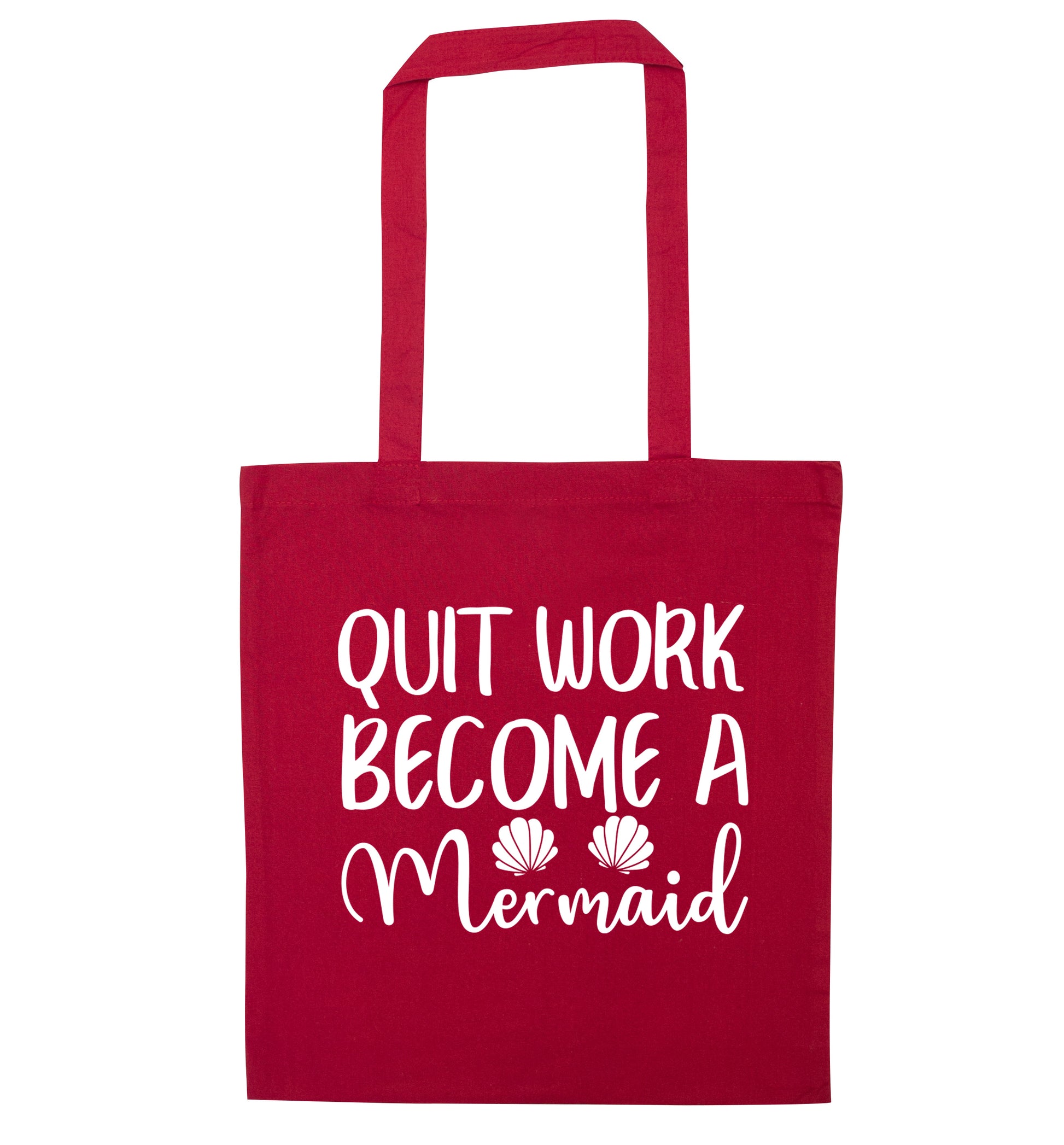 Quit work become a mermaid red tote bag