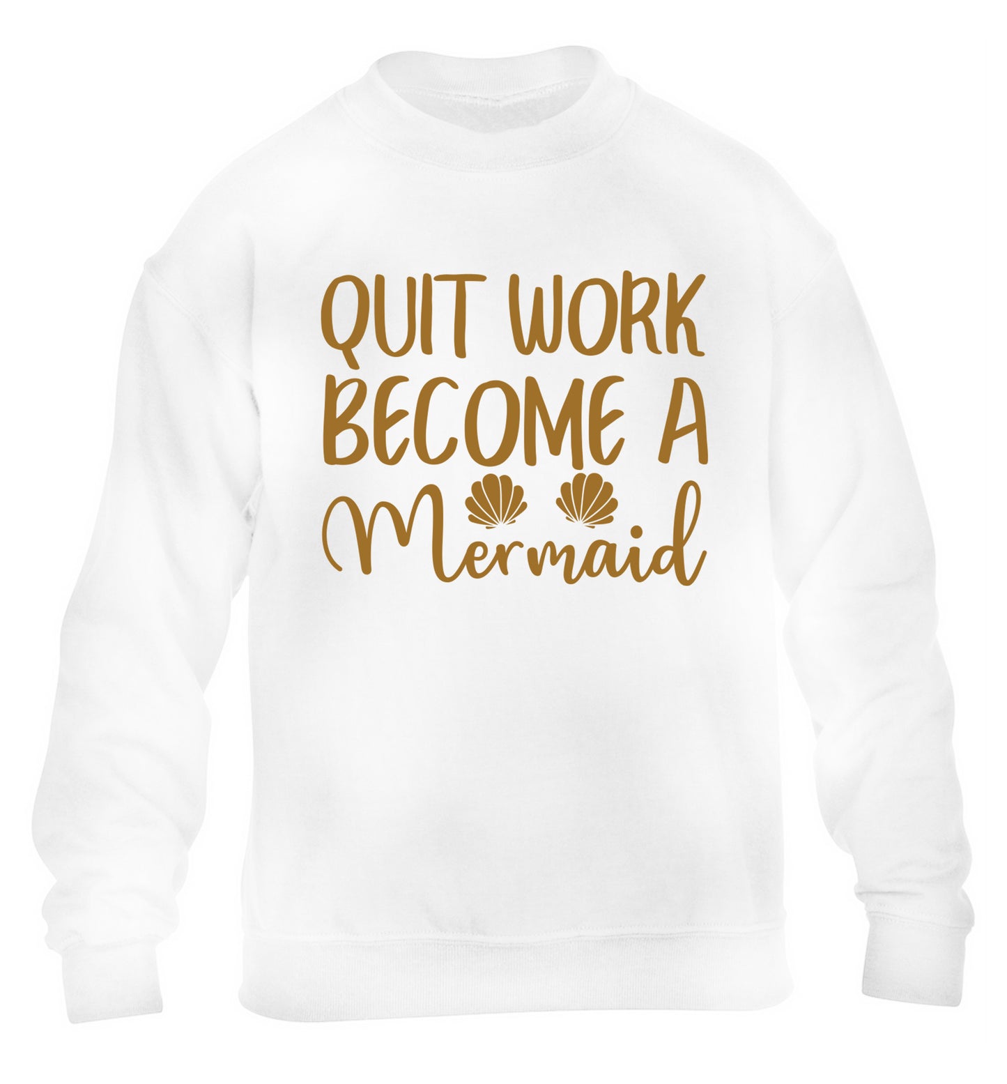 Quit work become a mermaid children's white sweater 12-13 Years