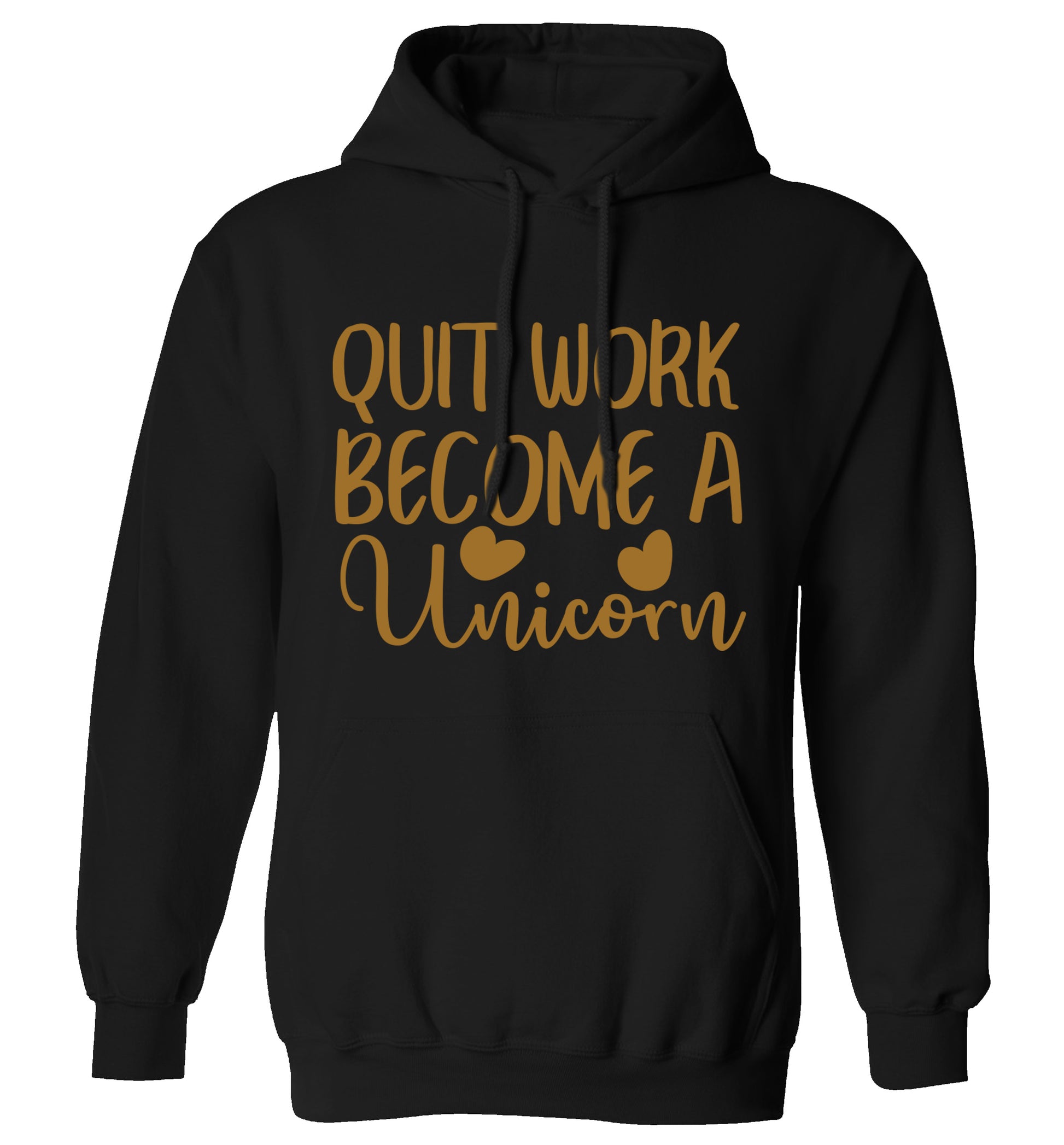 Quit work become a unicorn adults unisex black hoodie 2XL