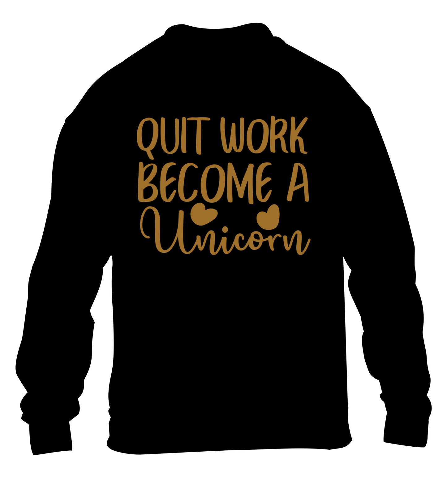 Quit work become a unicorn children's black sweater 12-13 Years