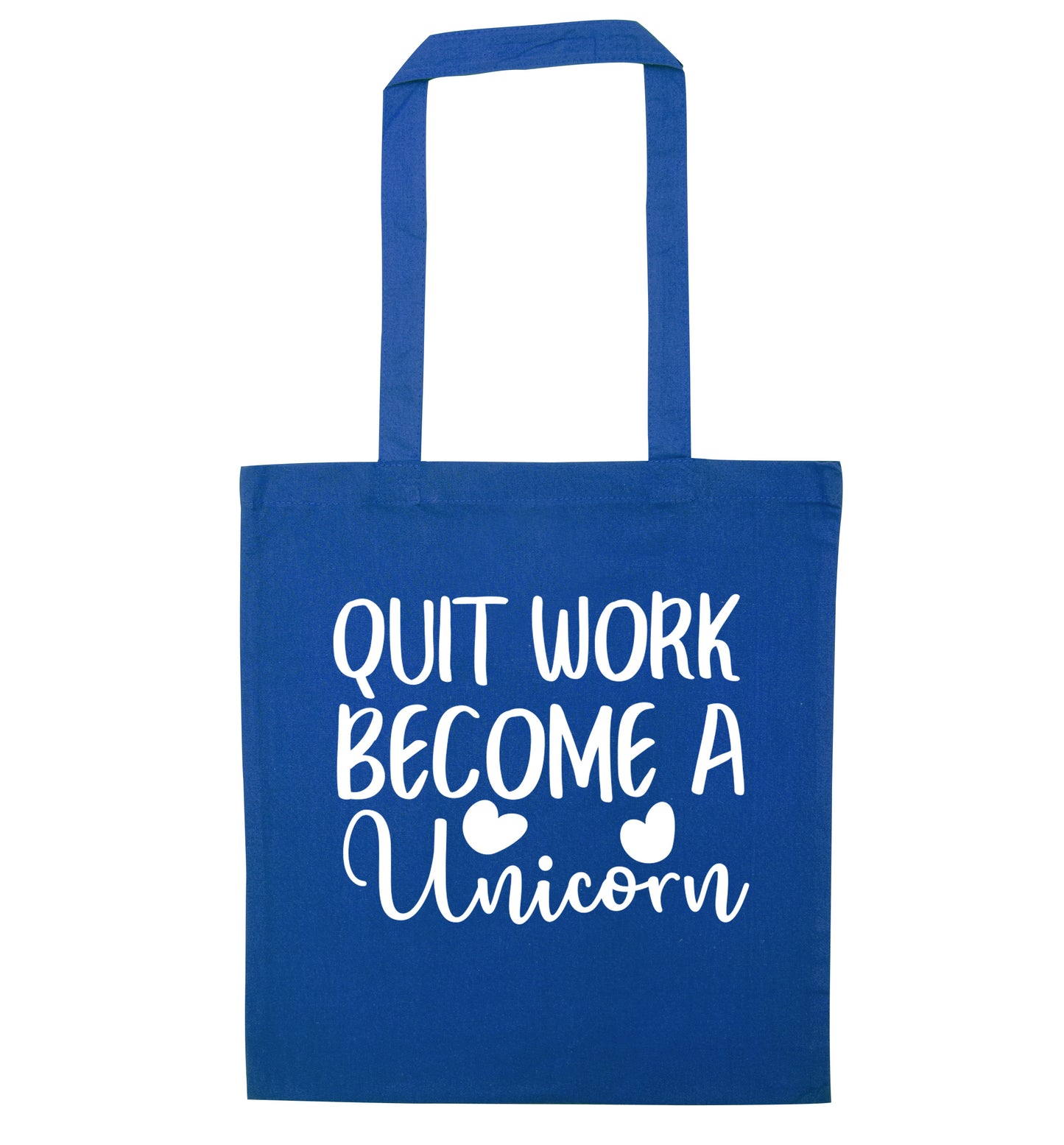 Quit work become a unicorn blue tote bag