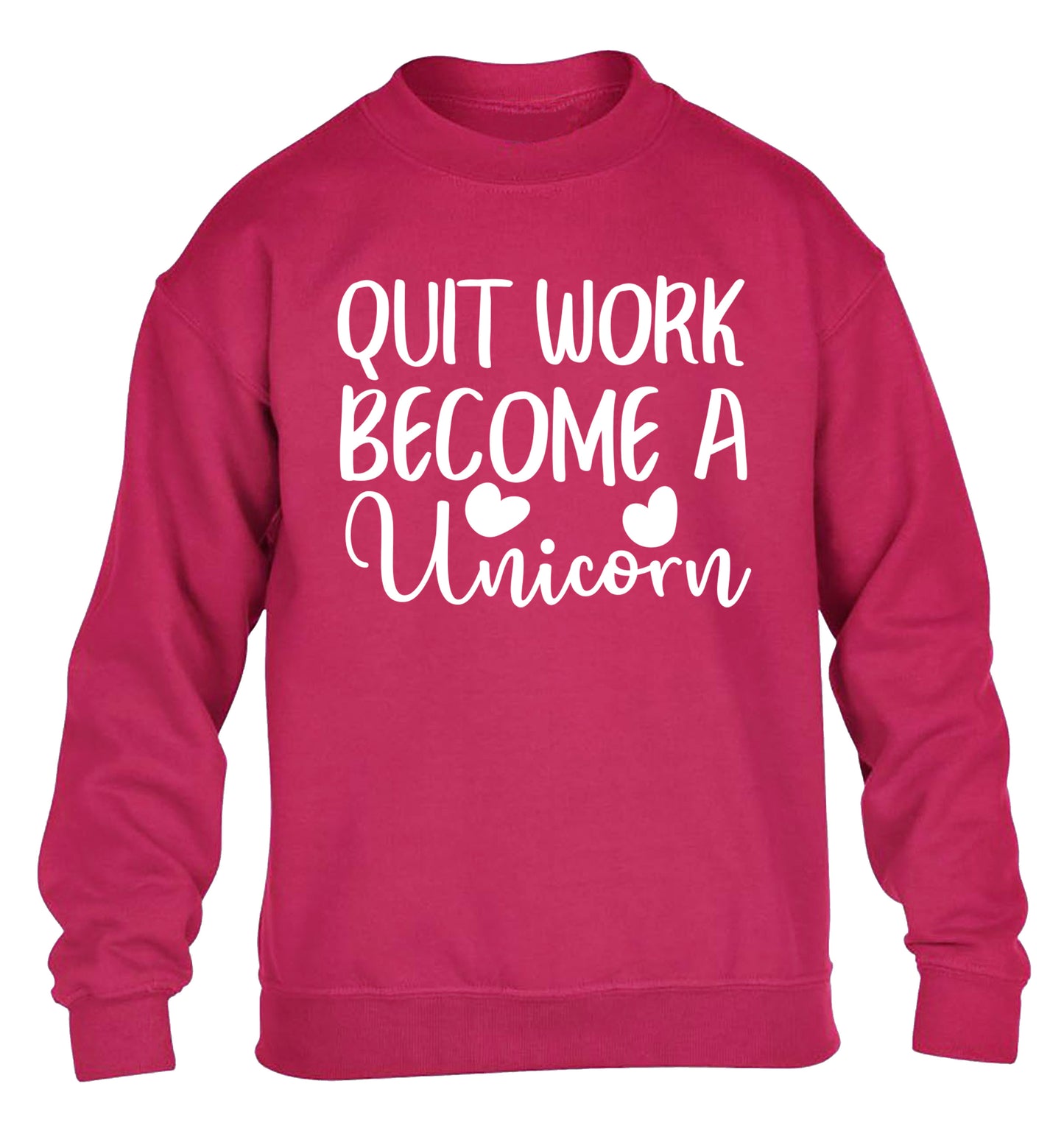 Quit work become a unicorn children's pink sweater 12-13 Years