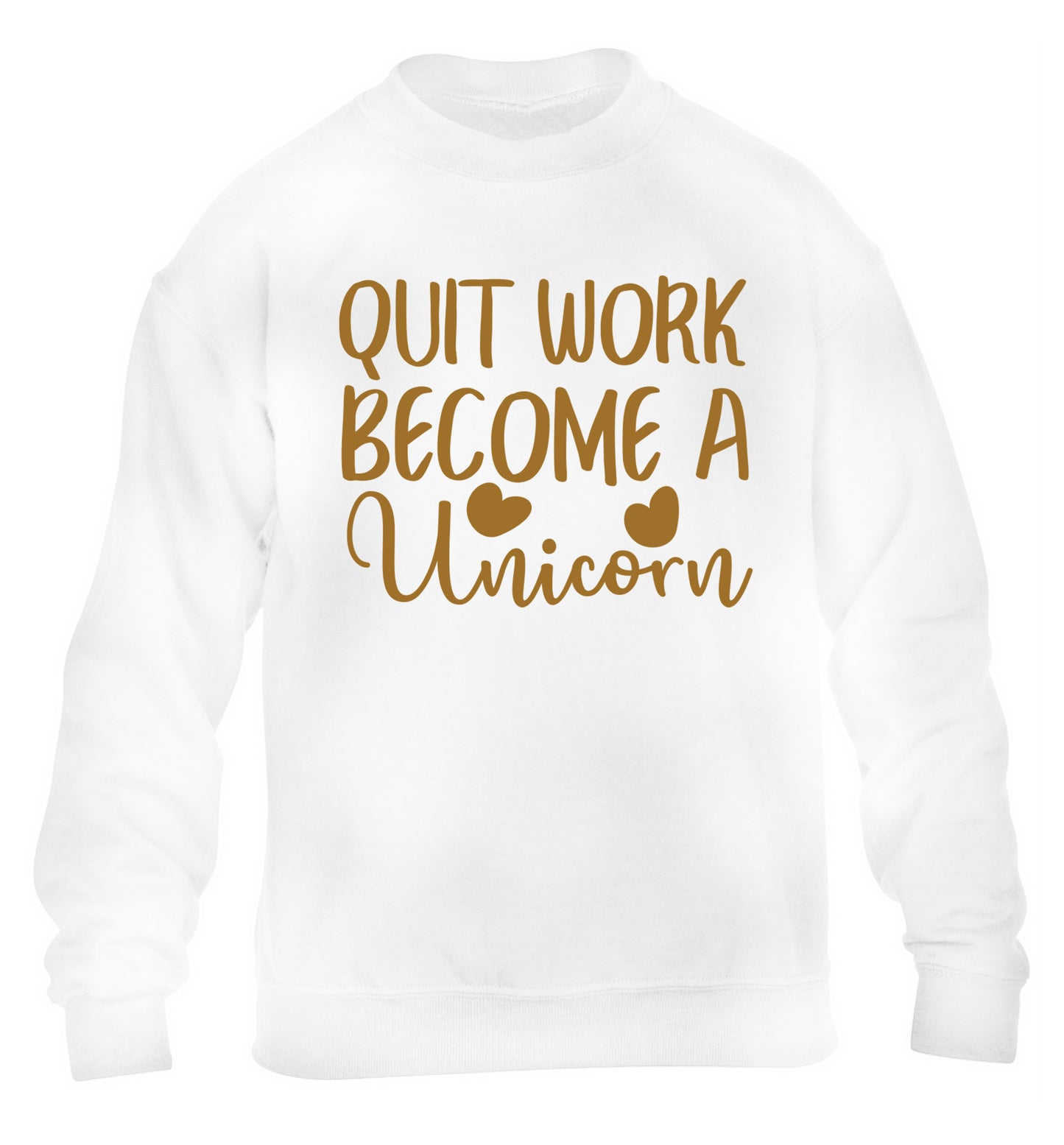 Quit work become a unicorn children's white sweater 12-13 Years