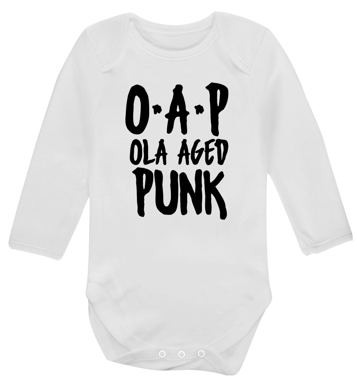 O.A.P Old Aged Punk Baby Vest long sleeved white 6-12 months