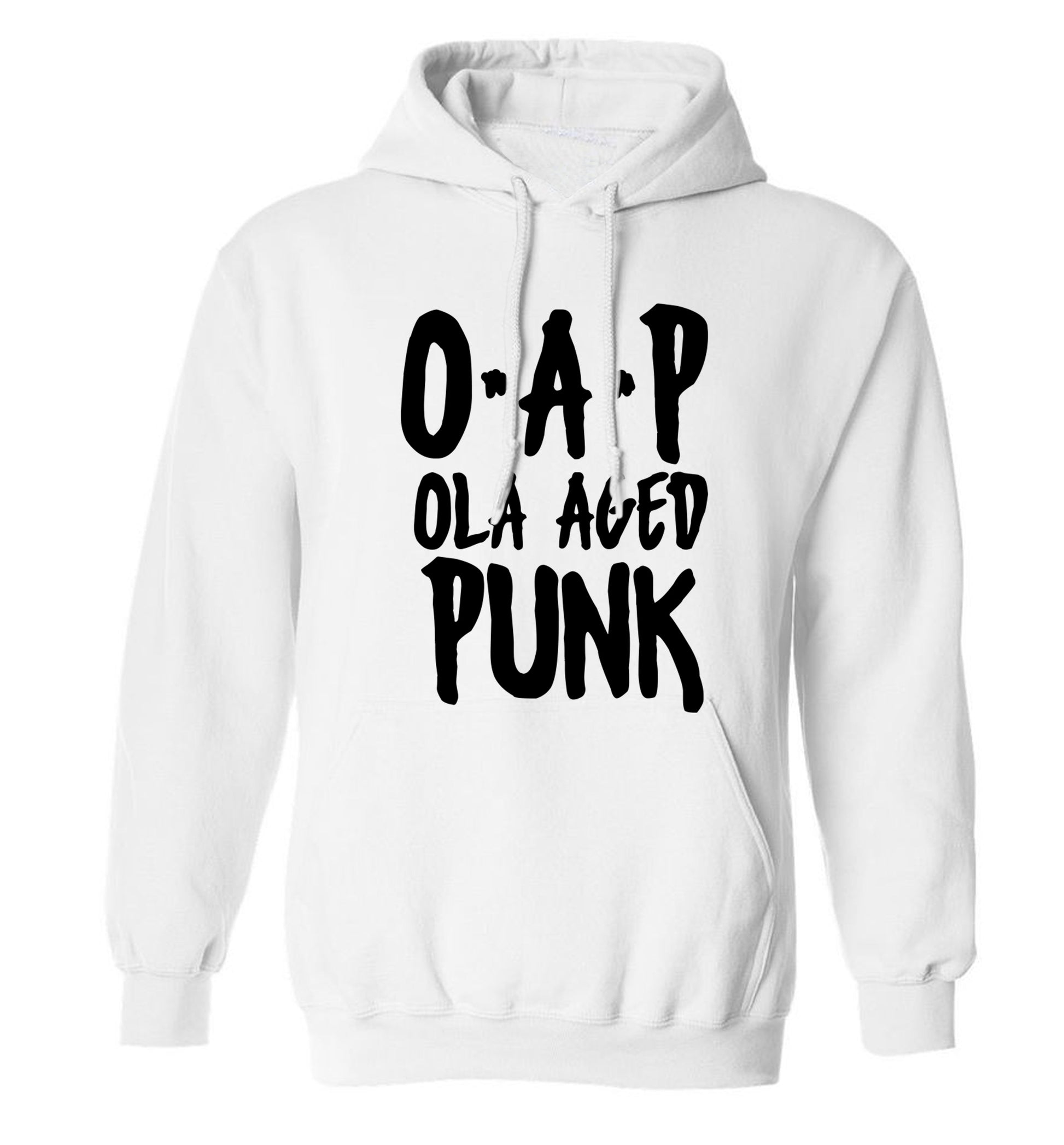 O.A.P Old Aged Punk adults unisex white hoodie 2XL