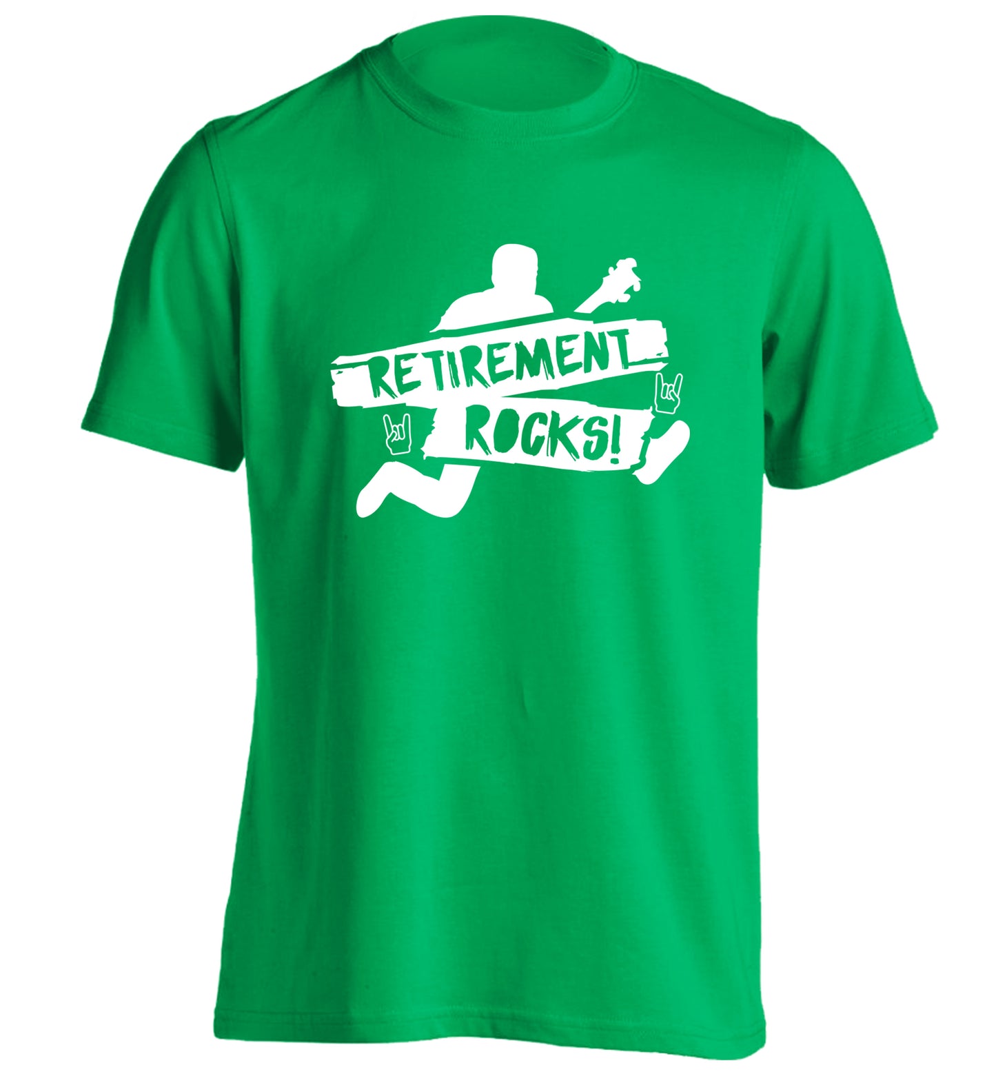 Retirement Rocks adults unisex green Tshirt 2XL