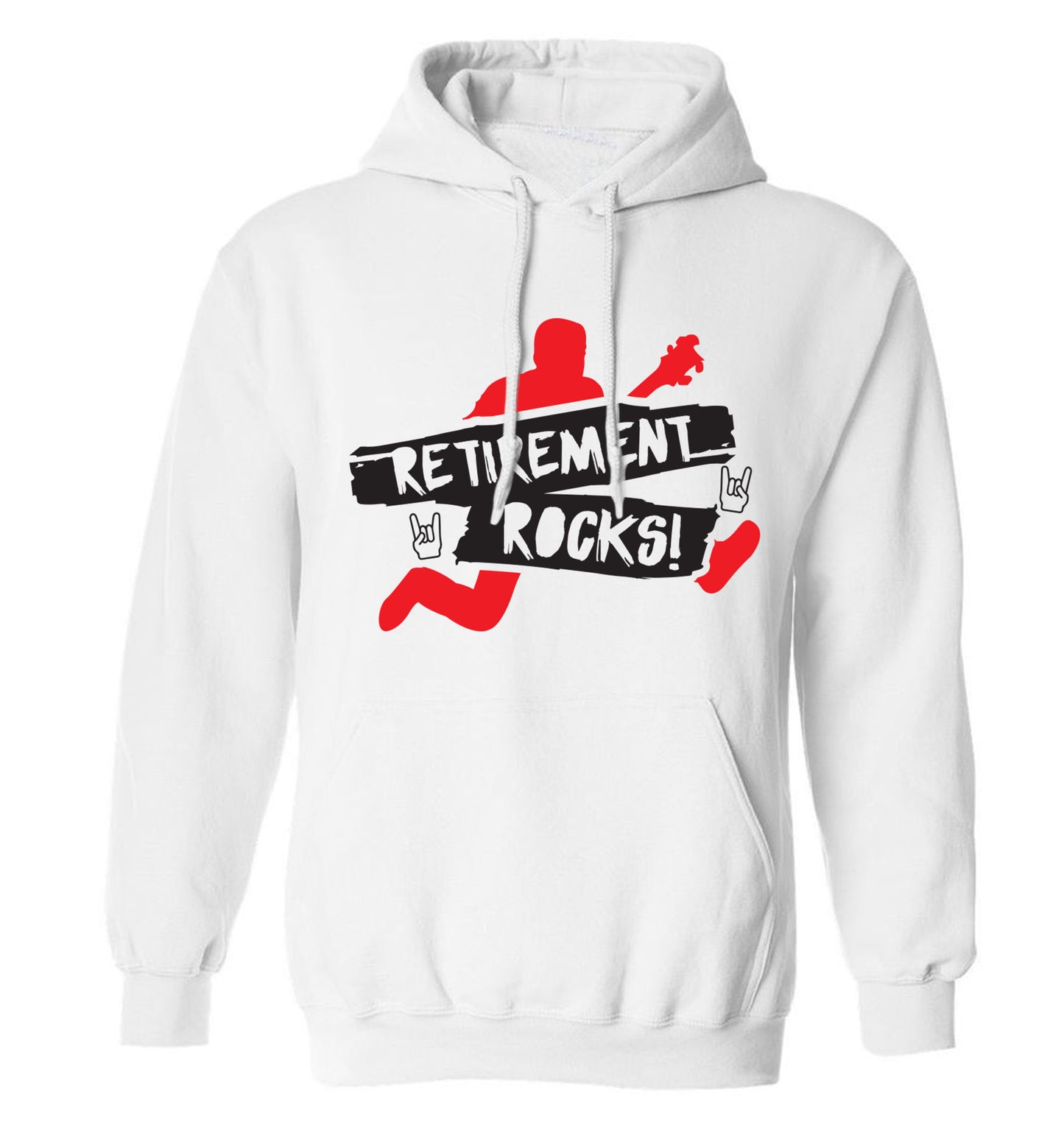 Retirement Rocks adults unisex white hoodie 2XL