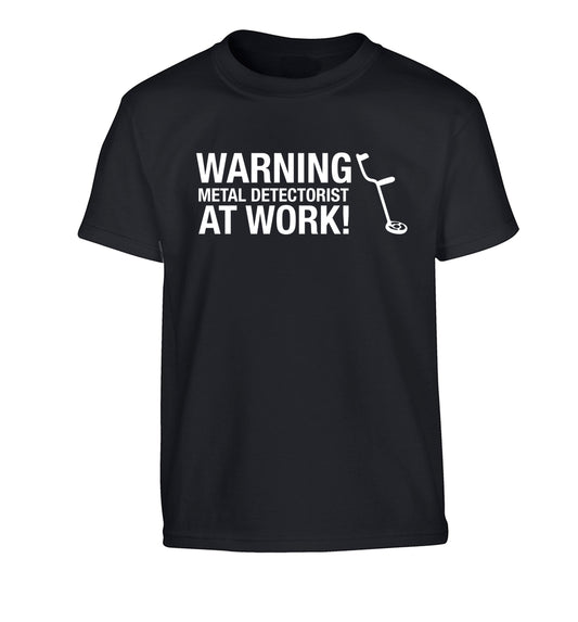 Warning metal detectorist at work! Children's black Tshirt 12-13 Years