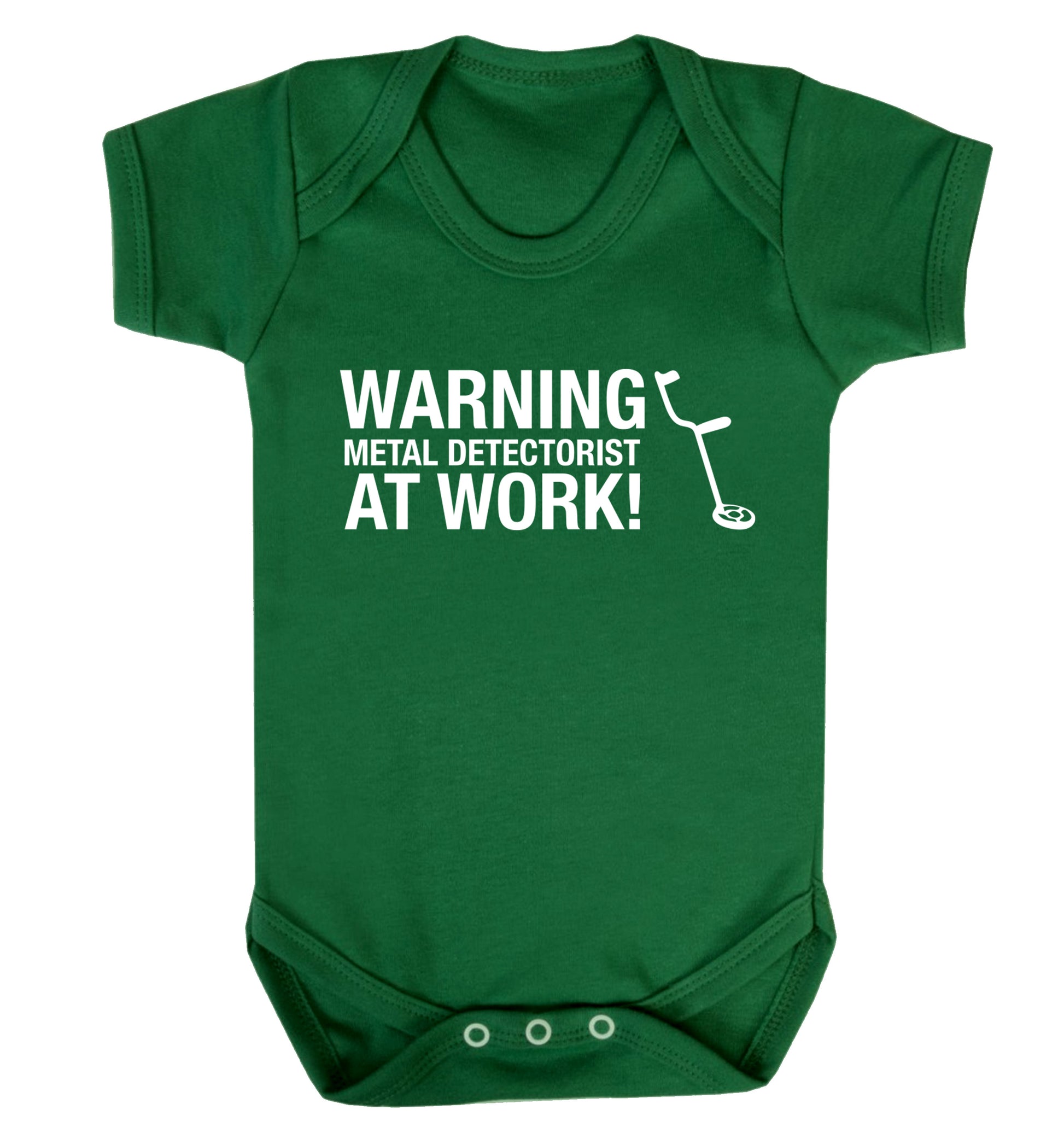 Warning metal detectorist at work! Baby Vest green 18-24 months