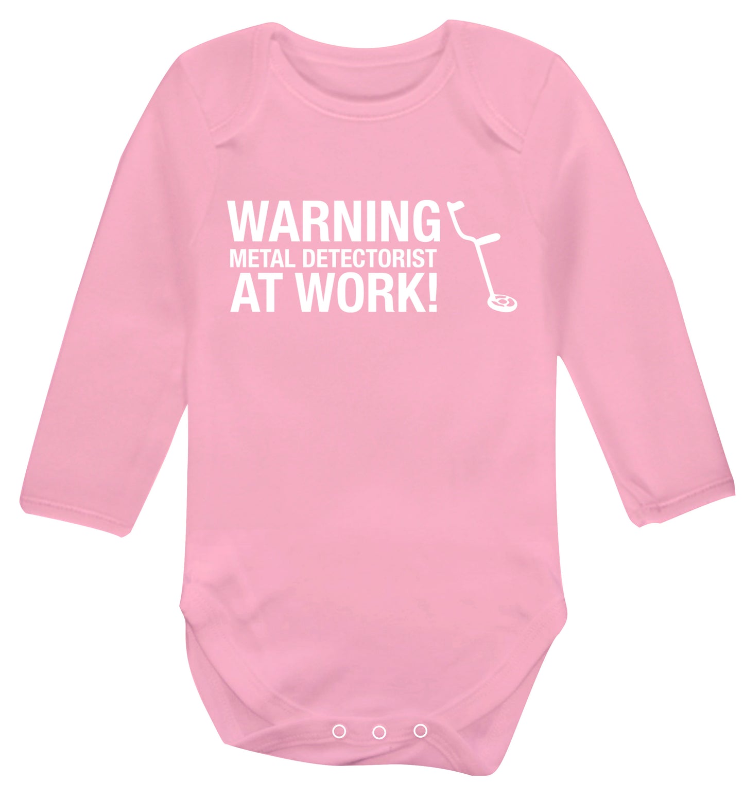 Warning metal detectorist at work! Baby Vest long sleeved pale pink 6-12 months