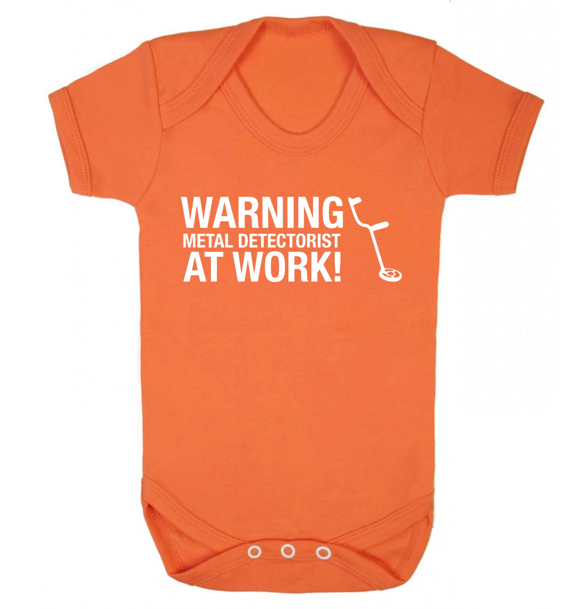 Warning metal detectorist at work! Baby Vest orange 18-24 months