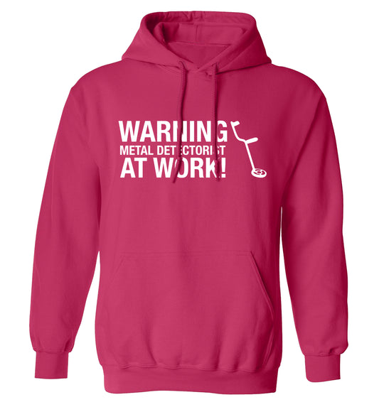 Warning metal detectorist at work! adults unisex pink hoodie 2XL