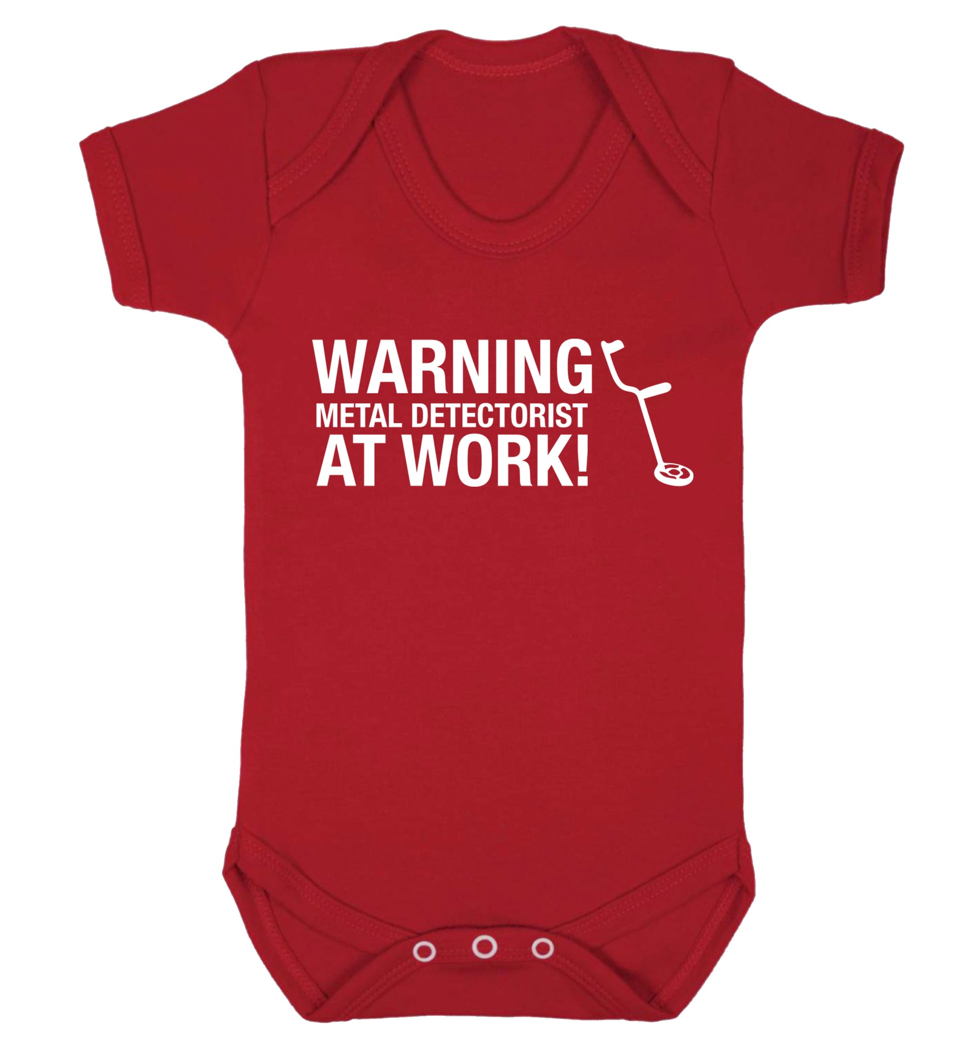 Warning metal detectorist at work! Baby Vest red 18-24 months