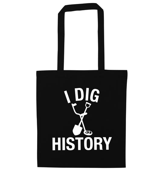 I dig history black tote bag