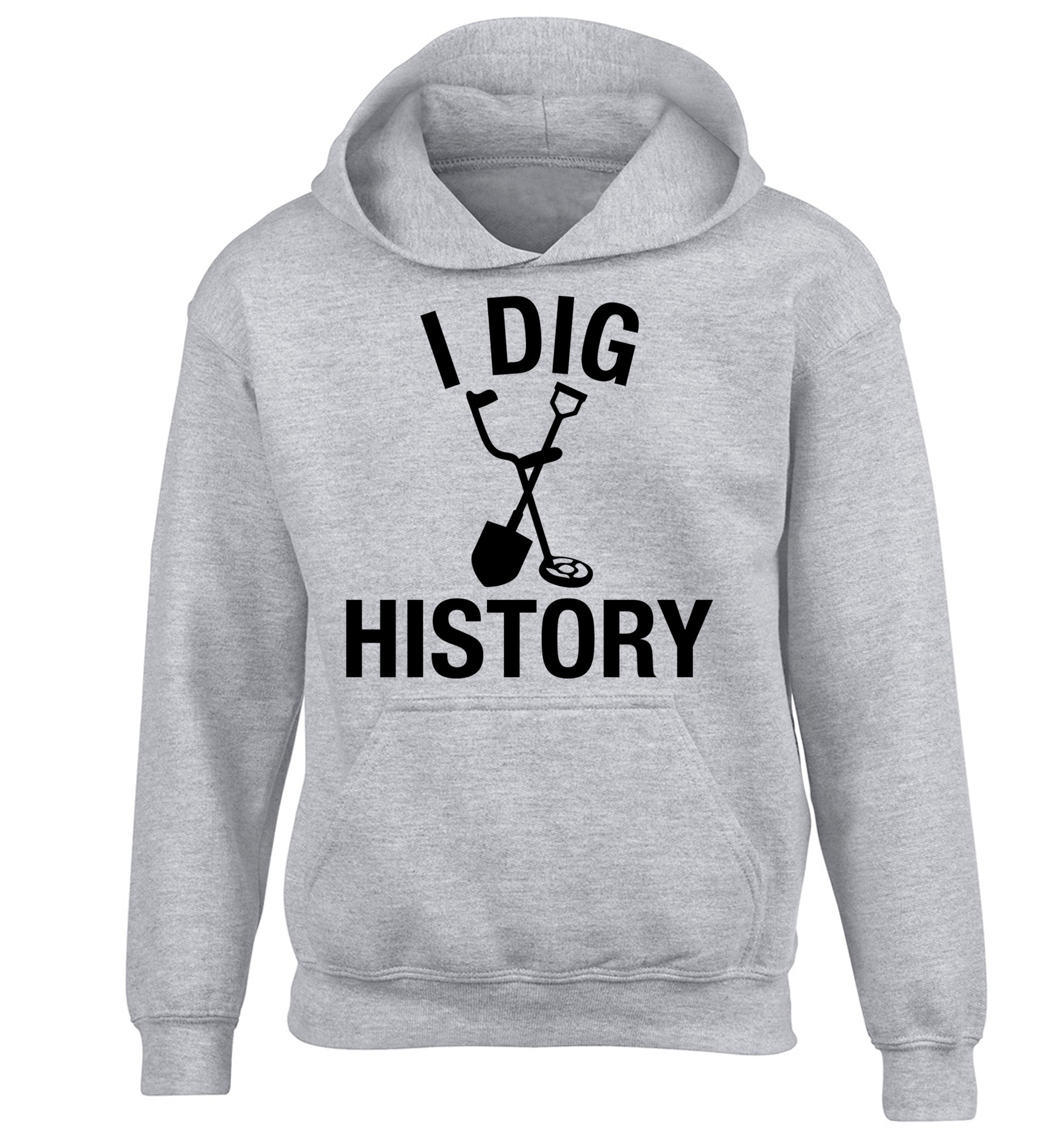 I dig history children's grey hoodie 12-13 Years