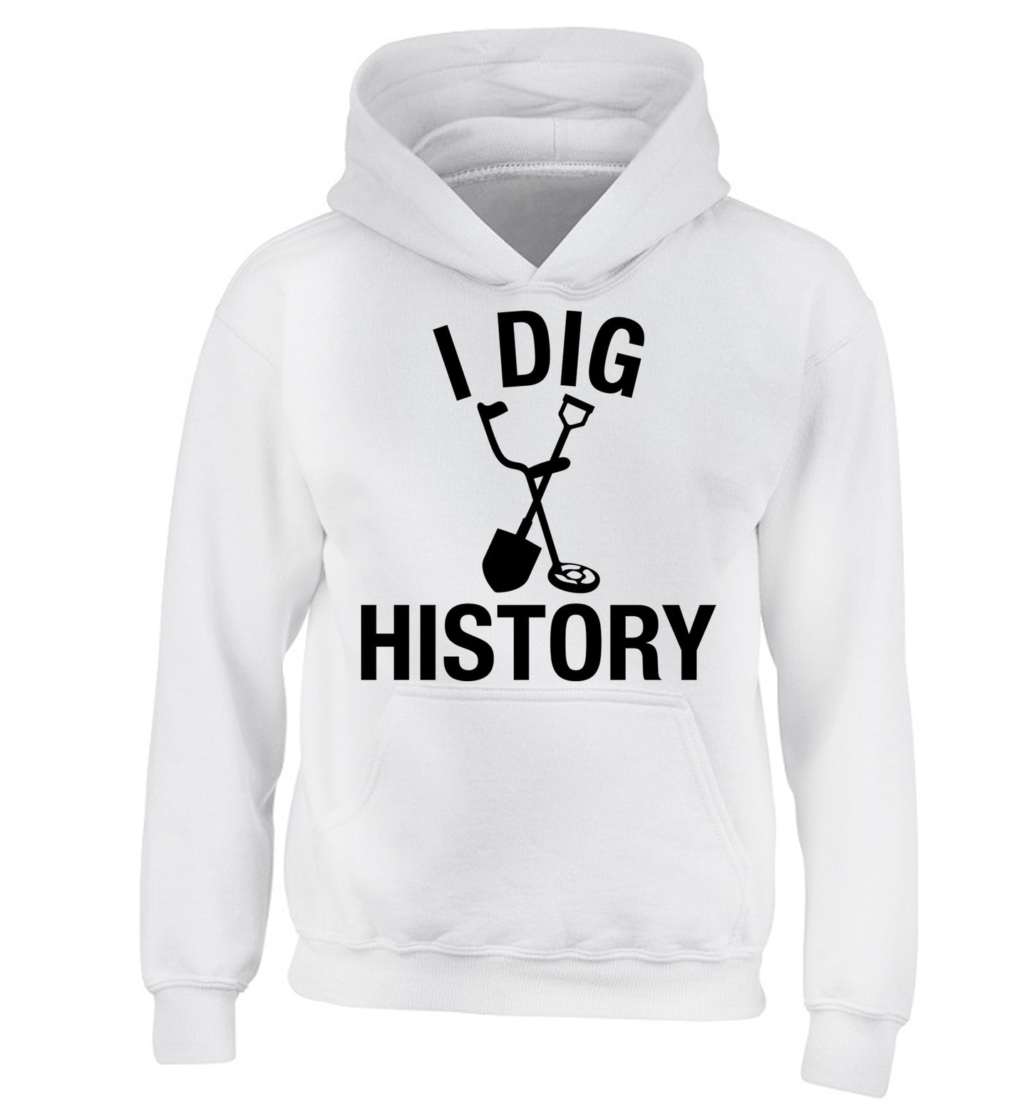 I dig history children's white hoodie 12-13 Years