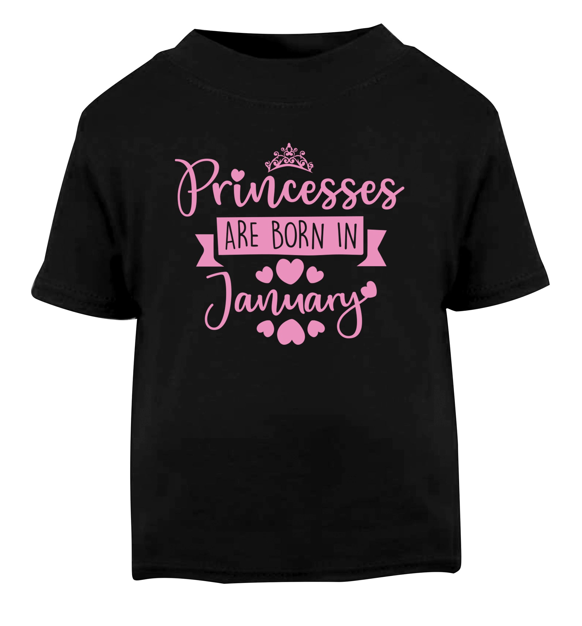 Princesses are born in January Black Baby Toddler Tshirt 2 years