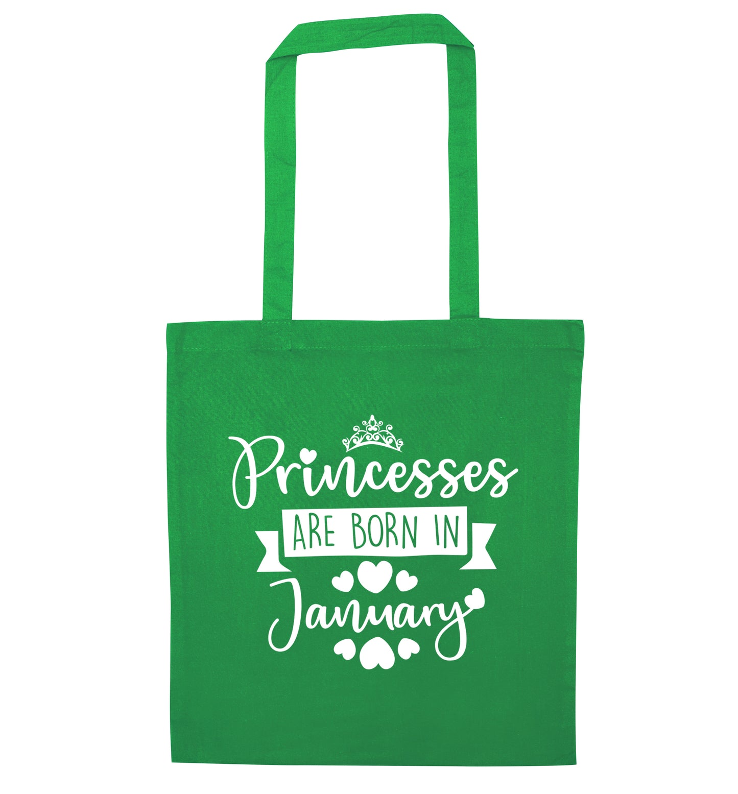 Princesses are born in January green tote bag