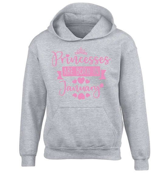Princesses are born in January children's grey hoodie 12-13 Years